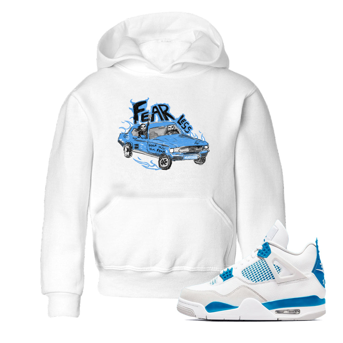 Fearless Car snkmatch Tees Kids - Air Jordan 4 Military Blue
