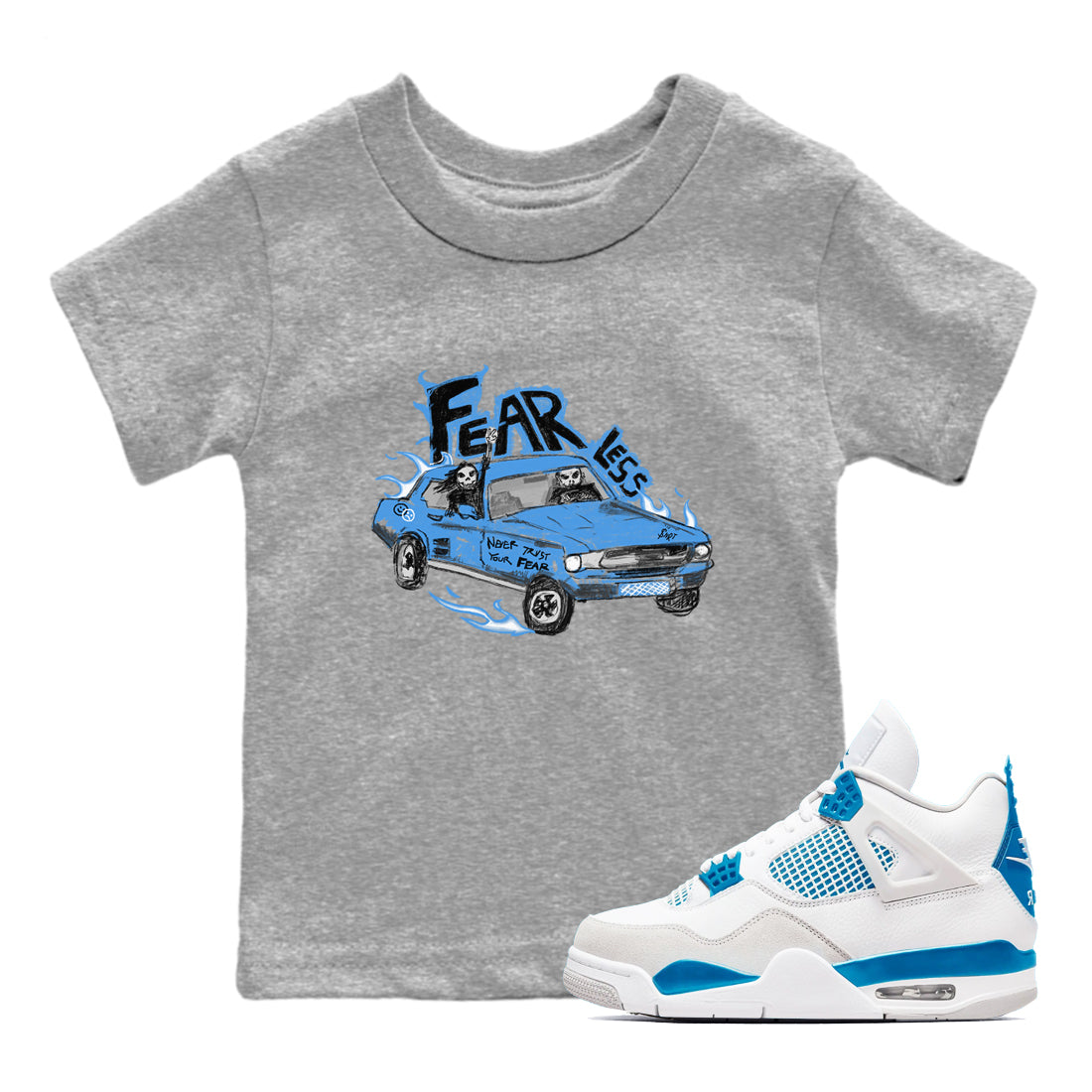 Fearless Car snkmatch Tees Kids - Air Jordan 4 Military Blue