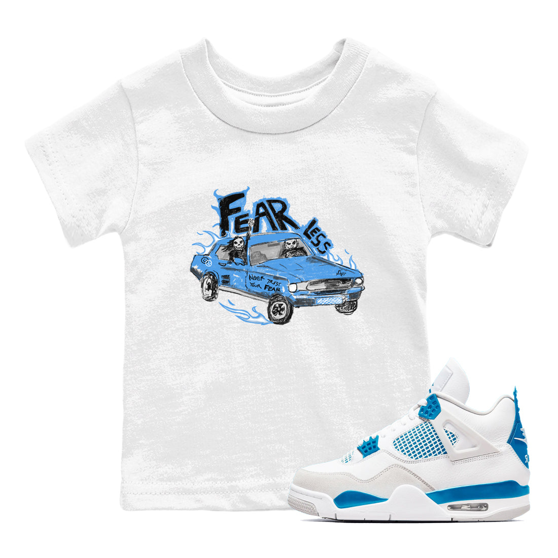 Fearless Car snkmatch Tees Kids - Air Jordan 4 Military Blue