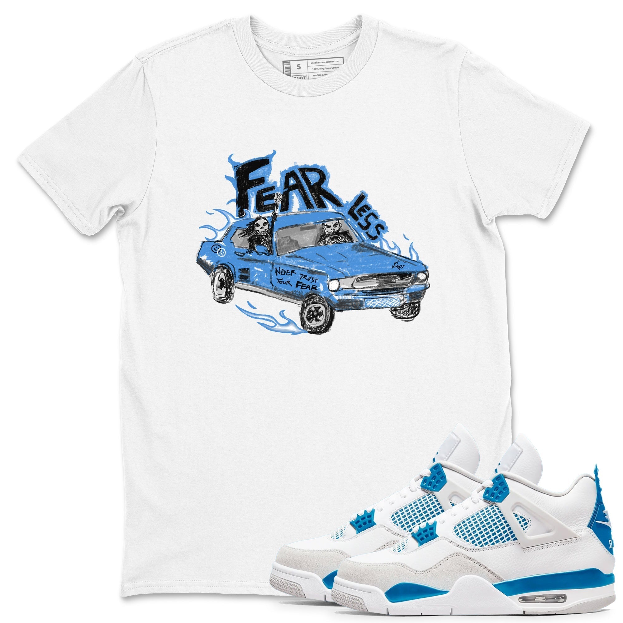 Fearless Car snkmatch Tees - Air Jordan 4 Military Blue