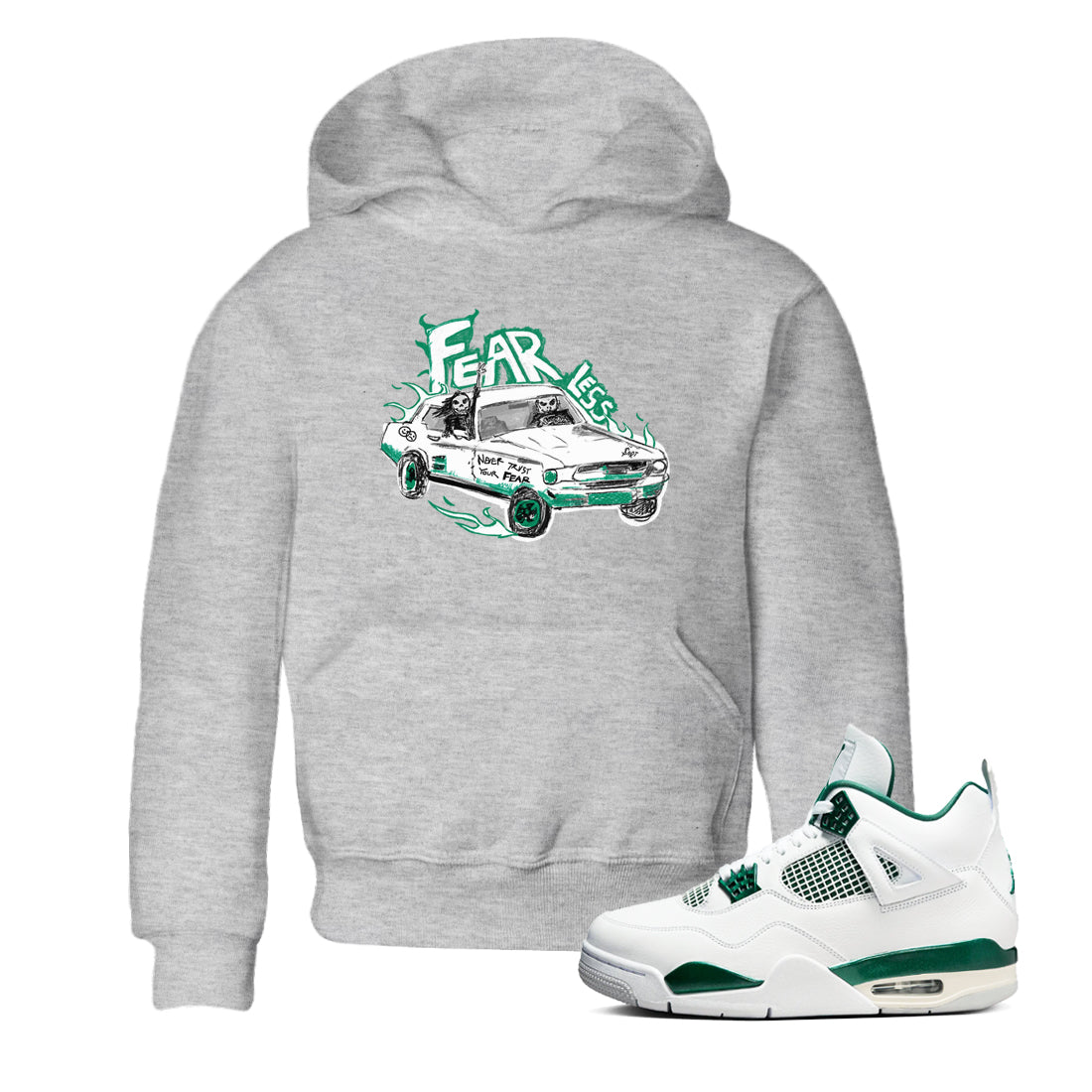 Fearless Car snkmatch Tees Kids - Air Jordan 4 Oxidized Green