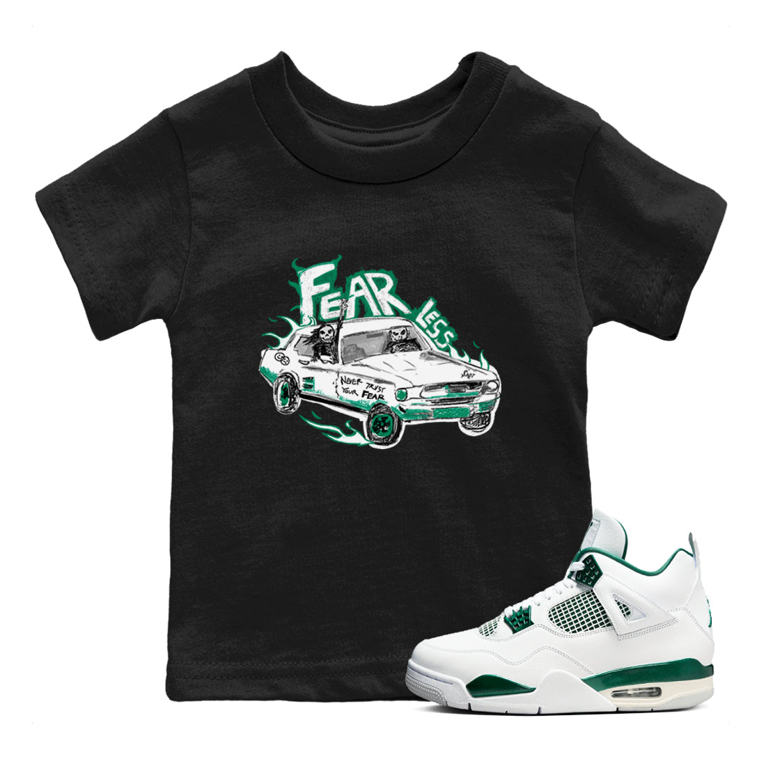 Fearless Car snkmatch Tees Kids - Air Jordan 4 Oxidized Green