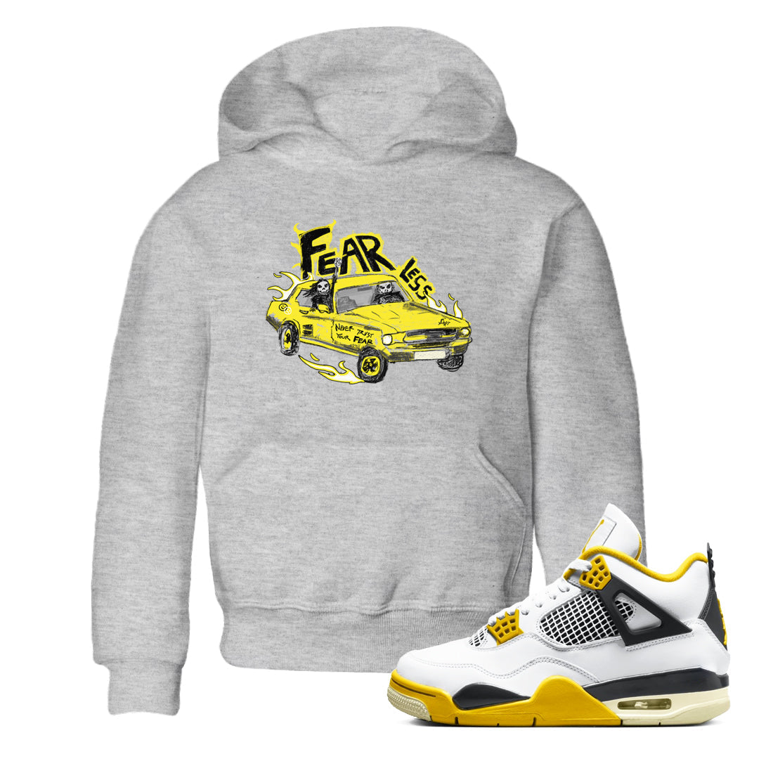 Fearless Car snkmatch Tees Kids - Air Jordan 4 Vivid Sulfur