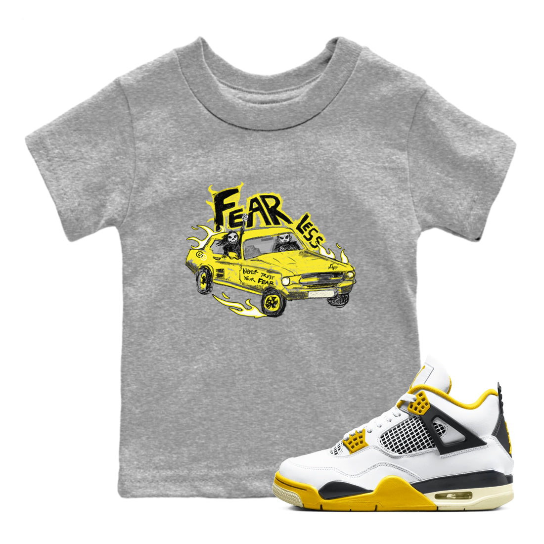 Fearless Car snkmatch Tees Kids - Air Jordan 4 Vivid Sulfur