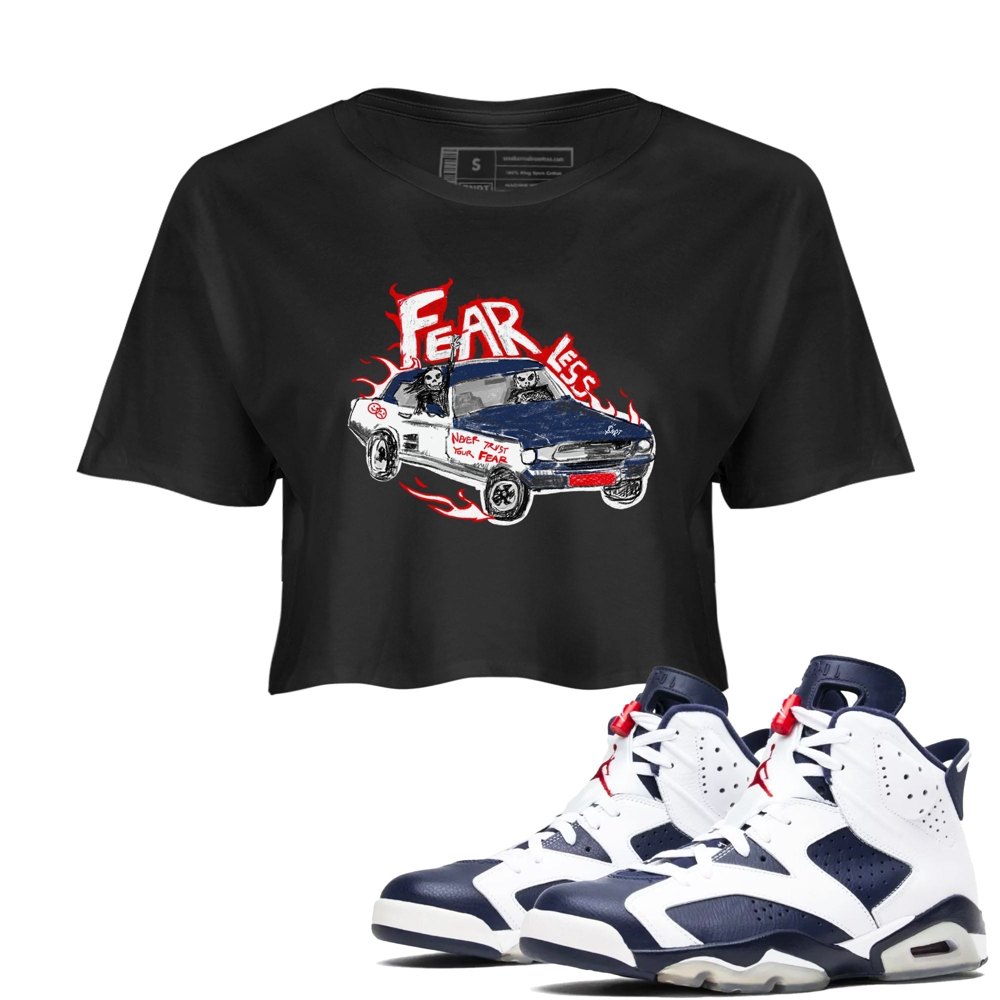 Fearless Car snkmatch Women's Top - Air Jordan 6 White And Midnight Navy