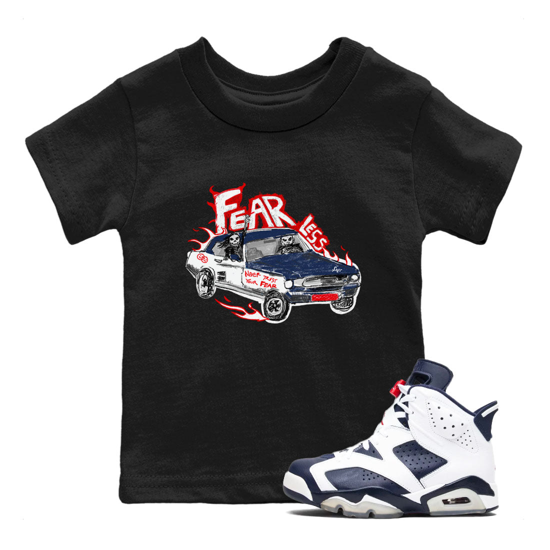 Fearless Car snkmatch Tees Kids - Air Jordan 6 White And Midnight Navy