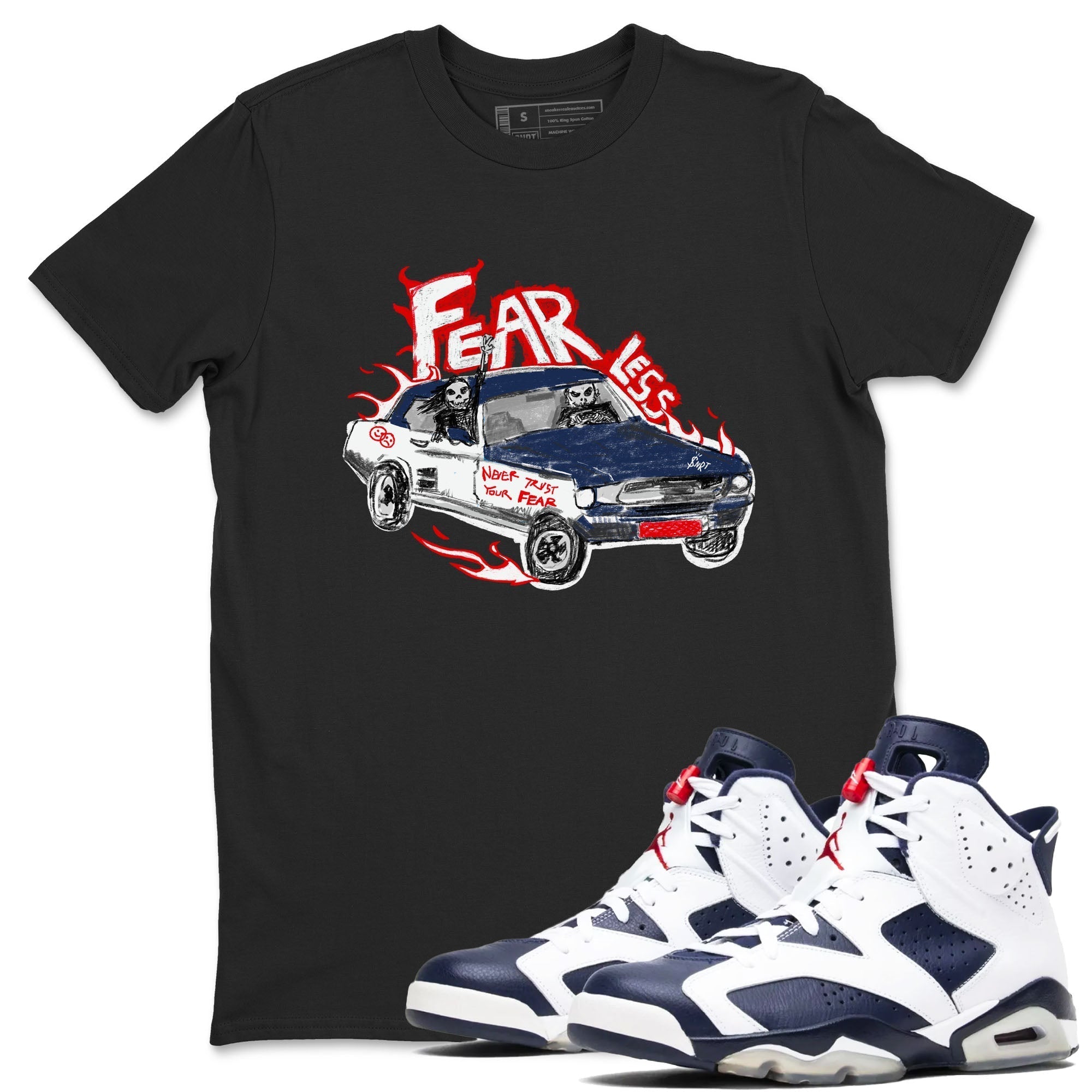Fearless Car snkmatch Tees - Air Jordan 6 White And Midnight Navy
