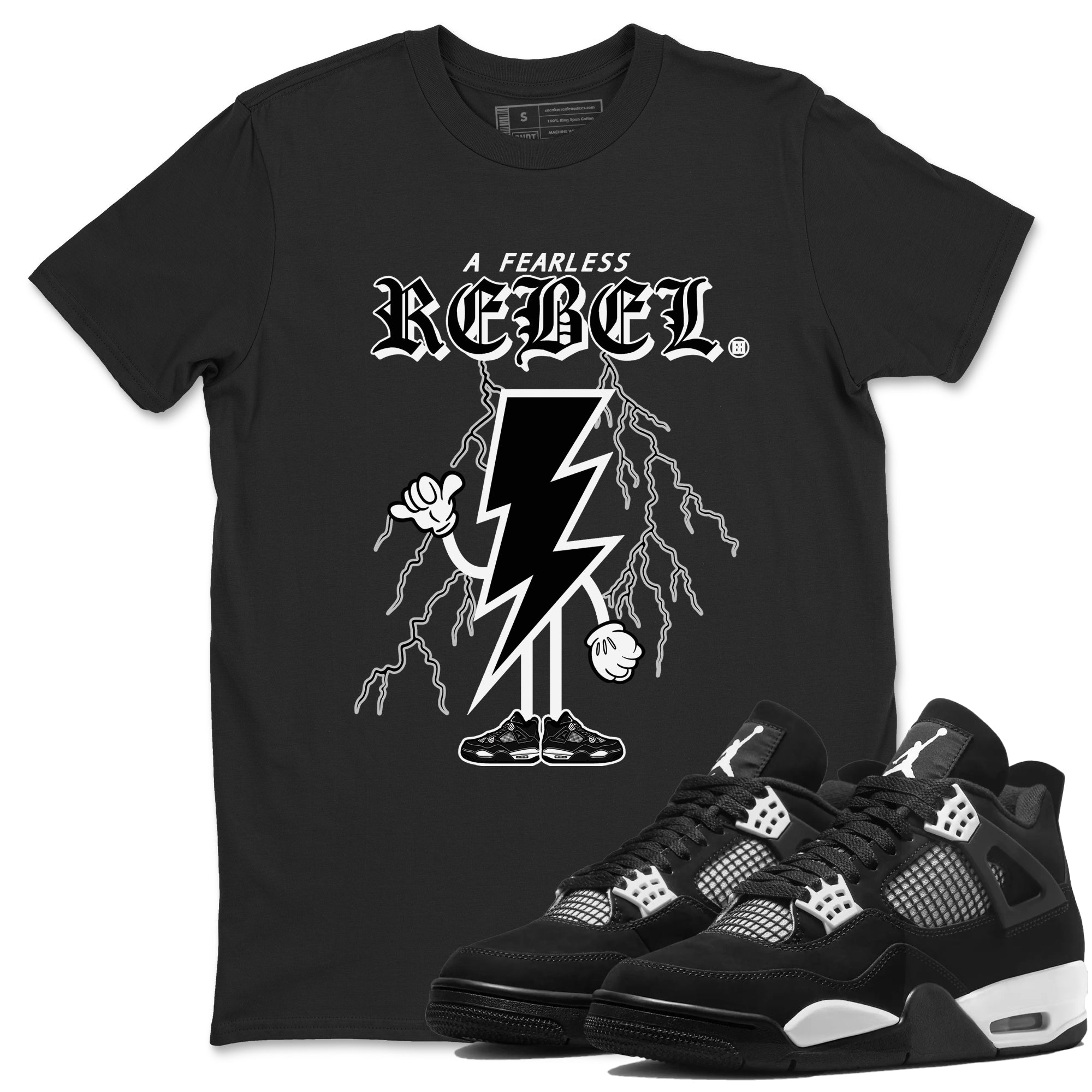 Fearless Rebel snkmatch Tees - Air Jordan 4 White Thunder