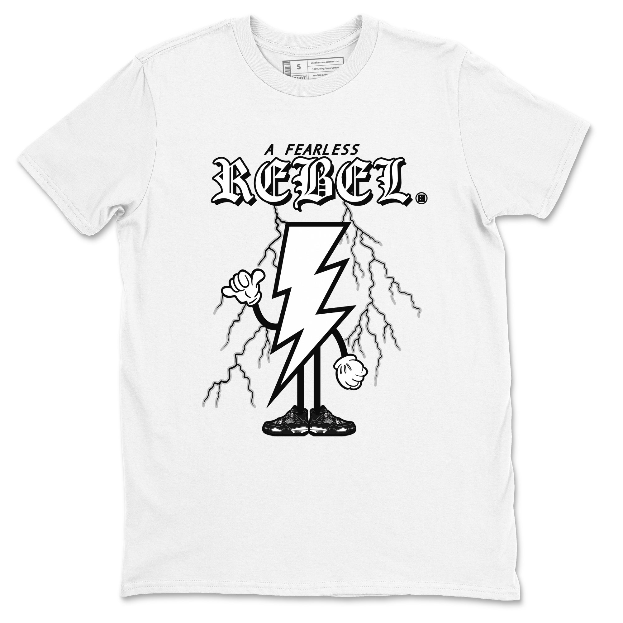 Fearless Rebel snkmatch Tees - Air Jordan 4 White Thunder
