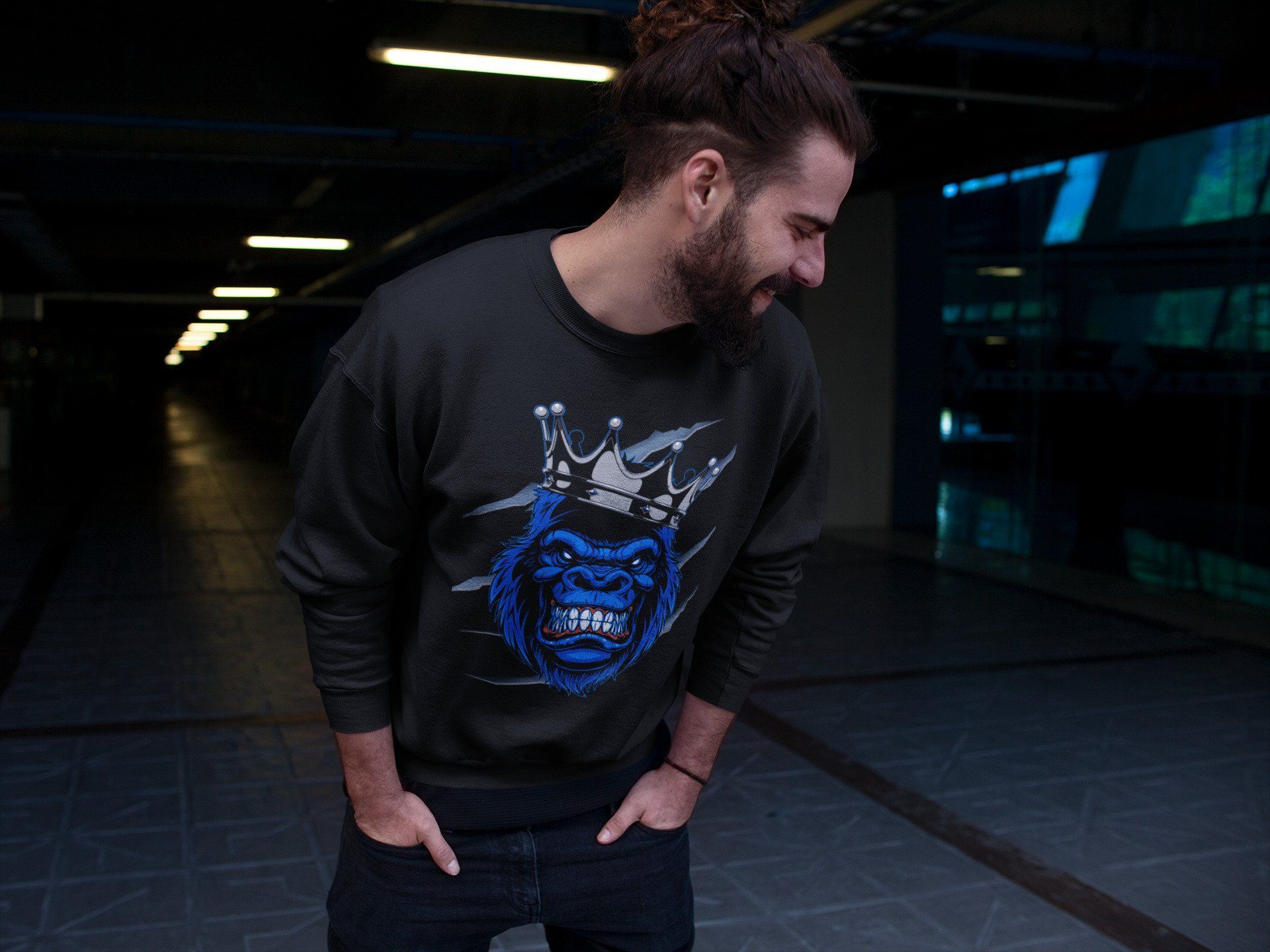 Ferocious Gorilla Unisex Tops - Air Jordan 1 Royal Black