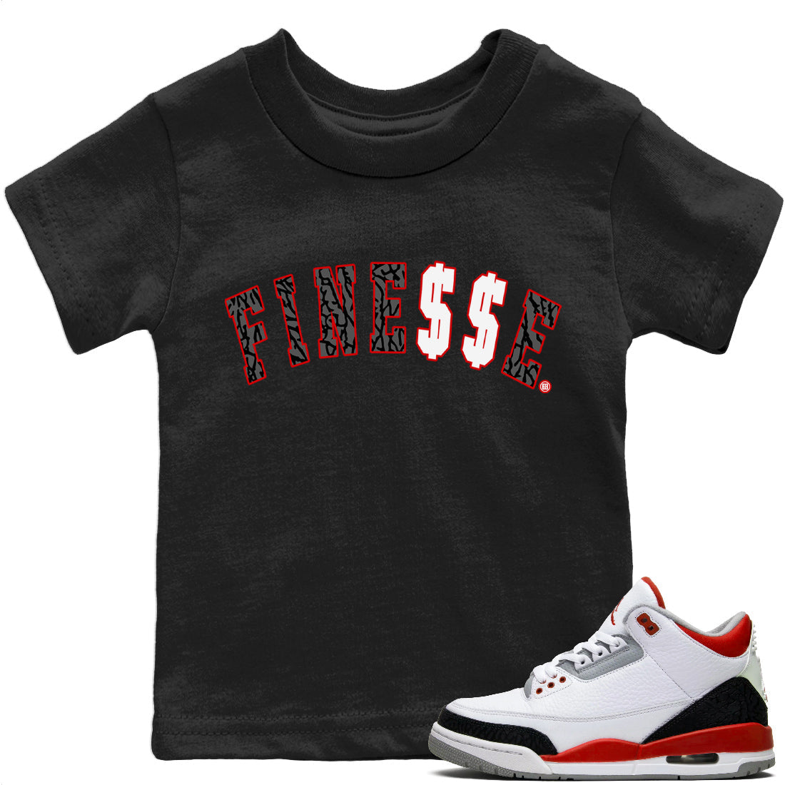 Finesse Kids Tops - Air Jordan 3 Fire Red