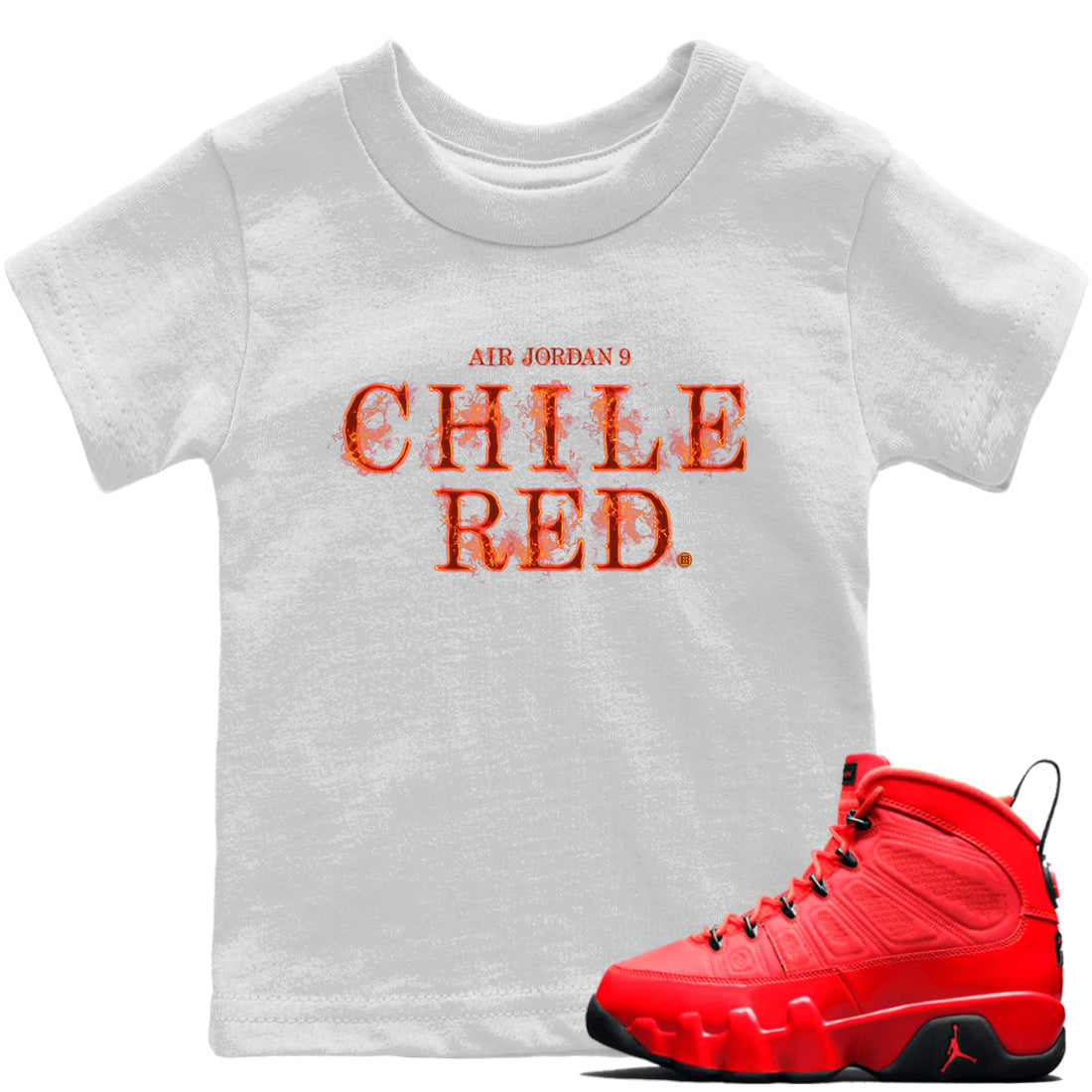 Fire Letters Kids Tops - Air Jordan 9 Chile Red