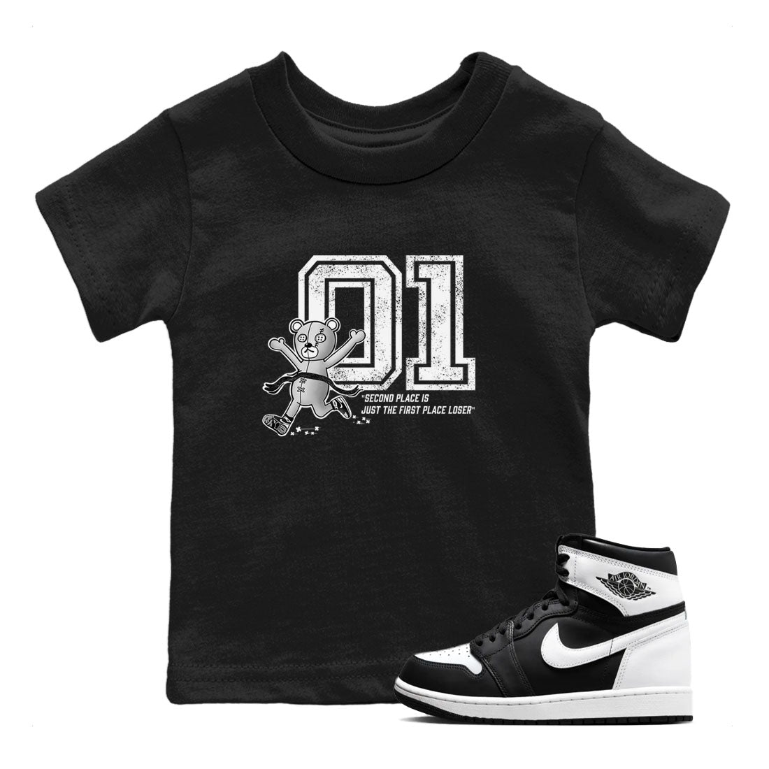 First Place Winner snkmatch Tees Kids - Air Jordan 1 Black White