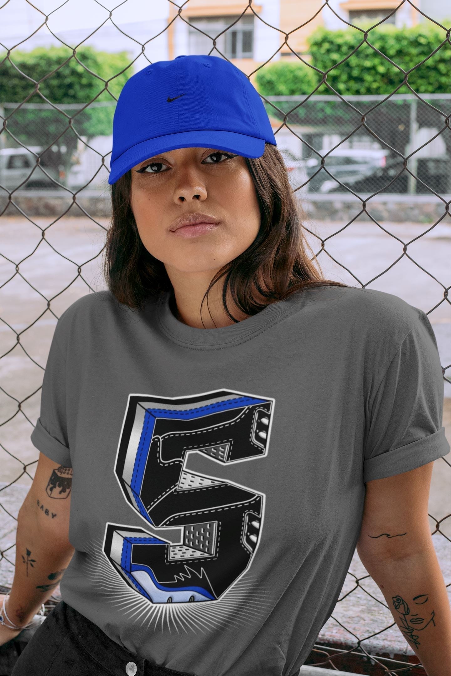 Five Statue Unisex Tops - Air Jordan 5 Racer Blue