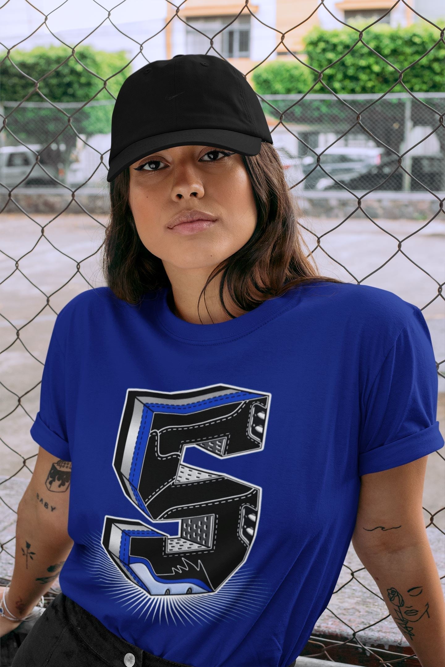 Five Statue Unisex Tops - Air Jordan 5 Racer Blue