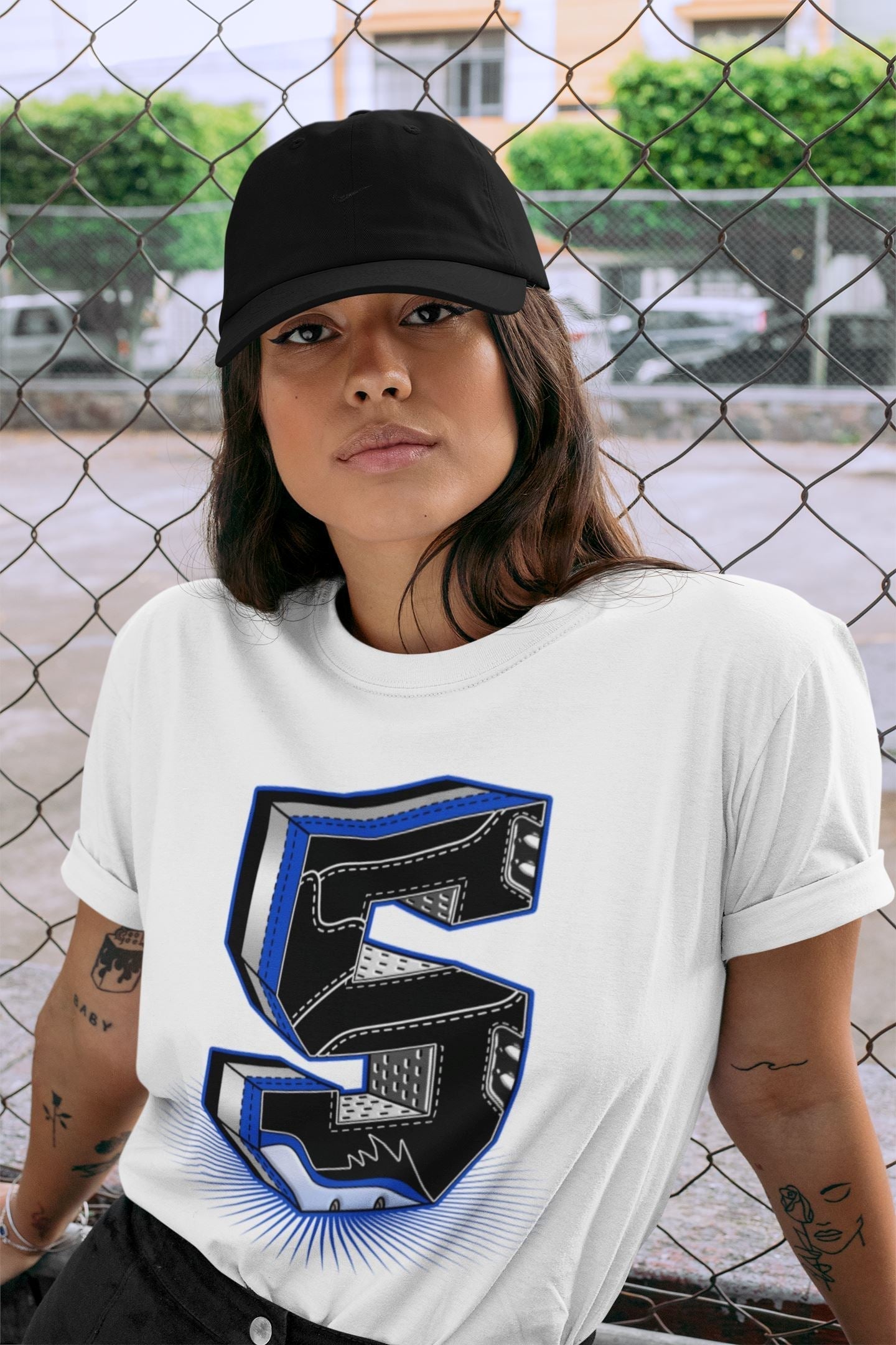 Five Statue Unisex Tops - Air Jordan 5 Racer Blue
