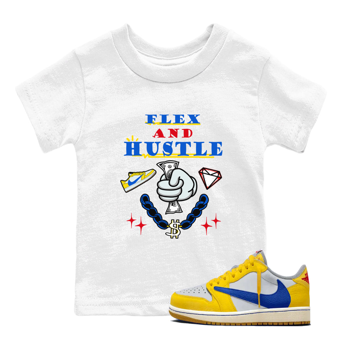 Flex And Hustle snkmatch Tees Kids - Air Jordan 1 Travis Scott Canary