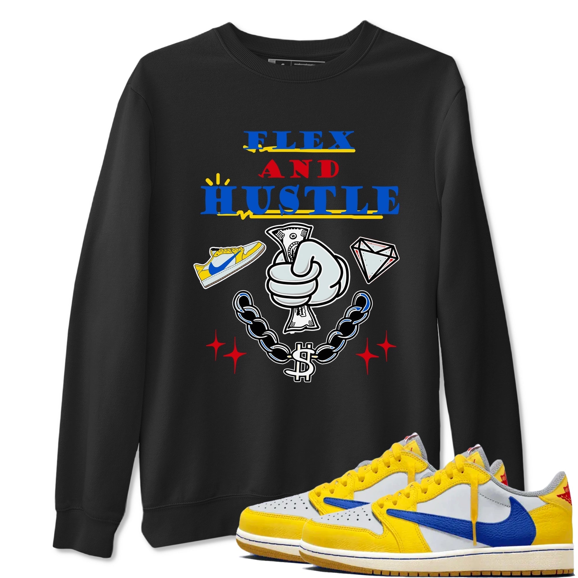 Flex And Hustle snkmatch Tees - Air Jordan 1 Travis Scott Canary