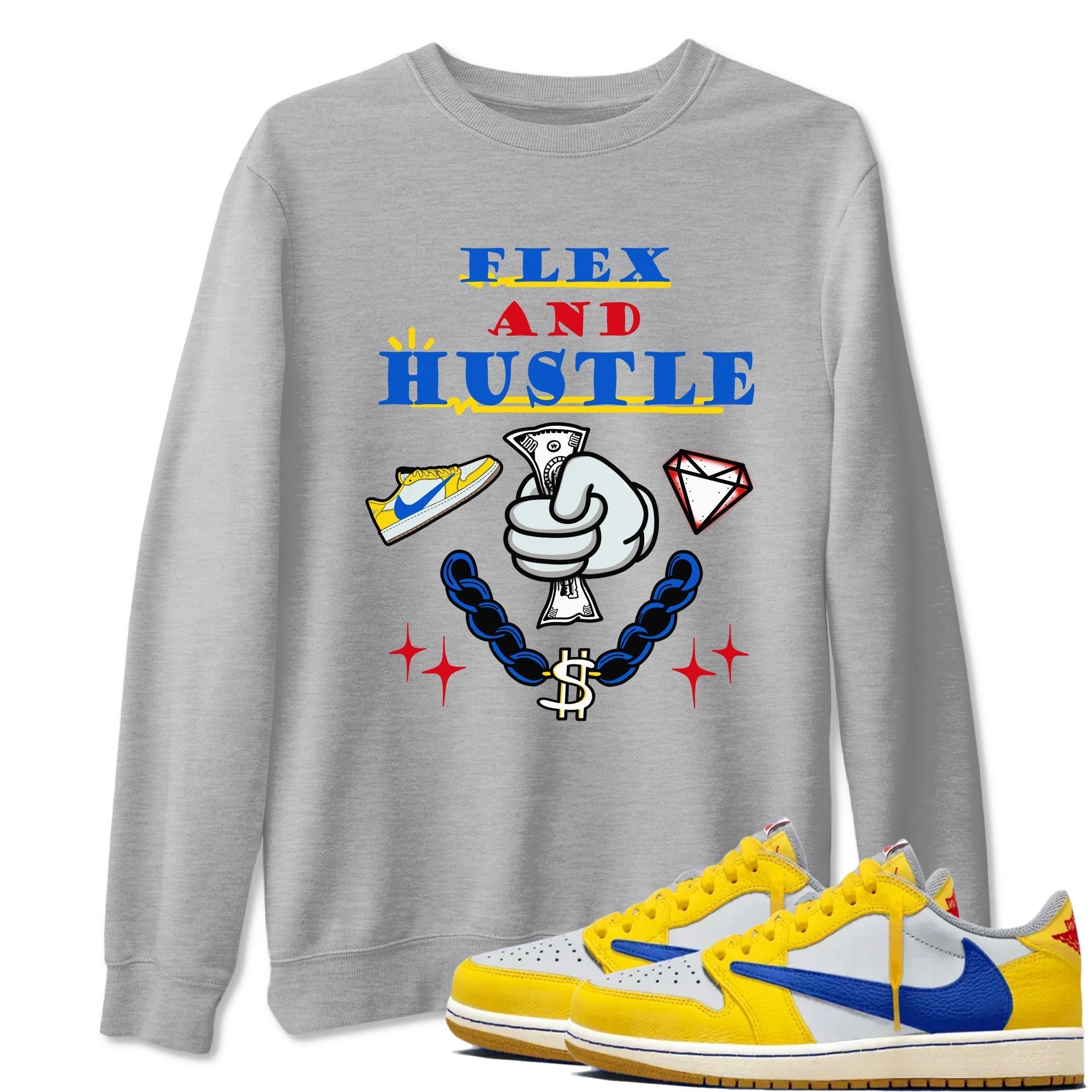 Flex And Hustle snkmatch Tees - Air Jordan 1 Travis Scott Canary