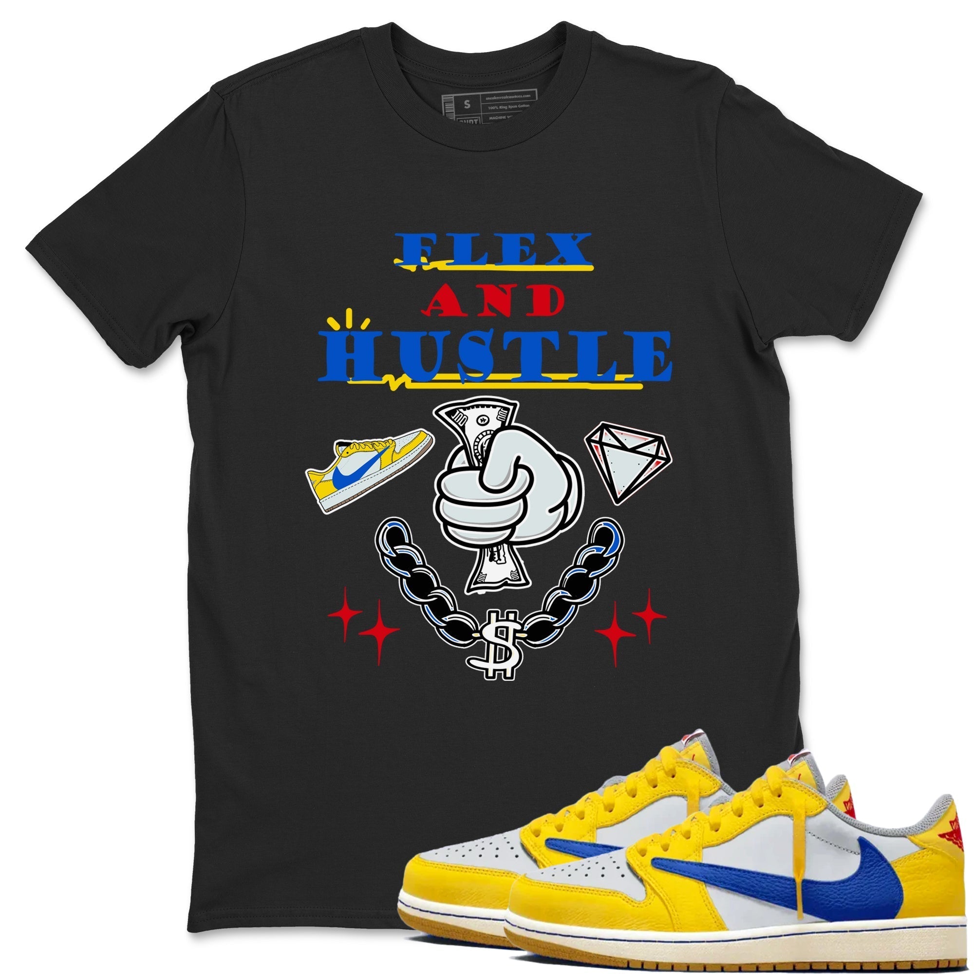Flex And Hustle snkmatch Tees - Air Jordan 1 Travis Scott Canary