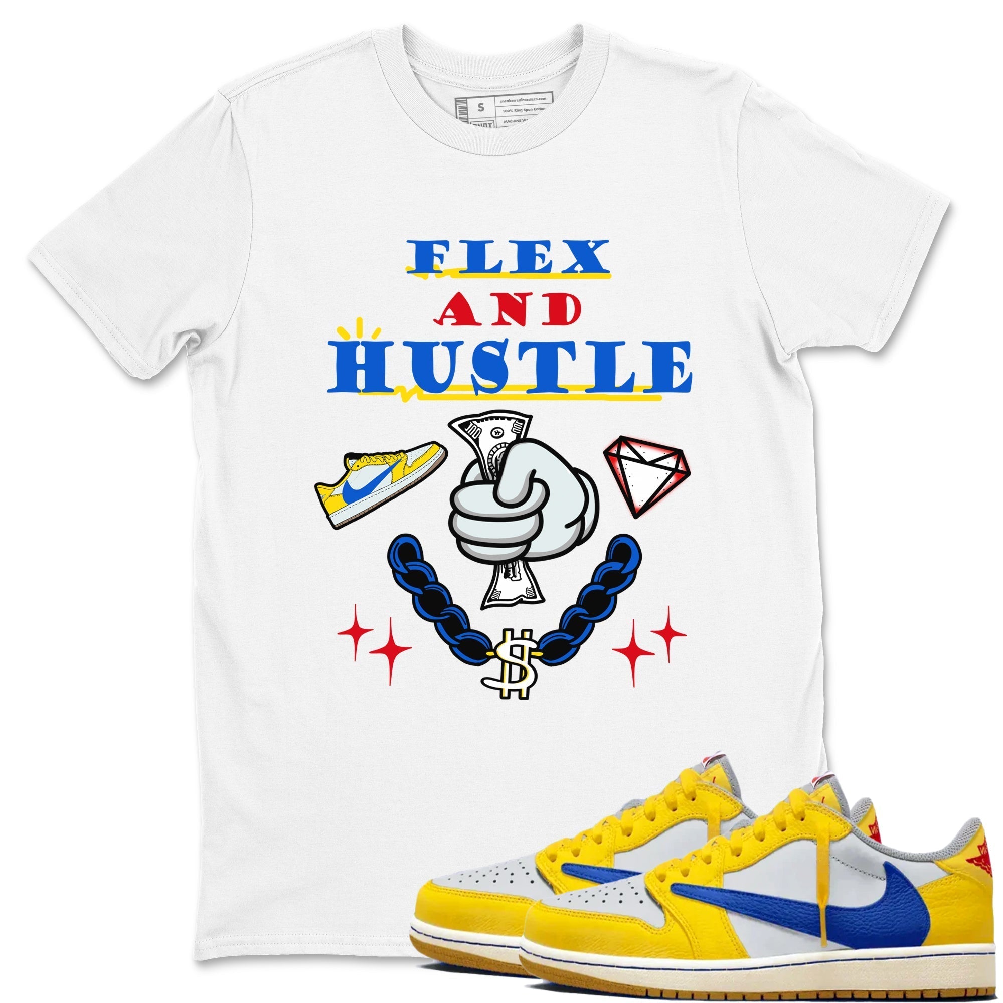 Flex And Hustle snkmatch Tees - Air Jordan 1 Travis Scott Canary