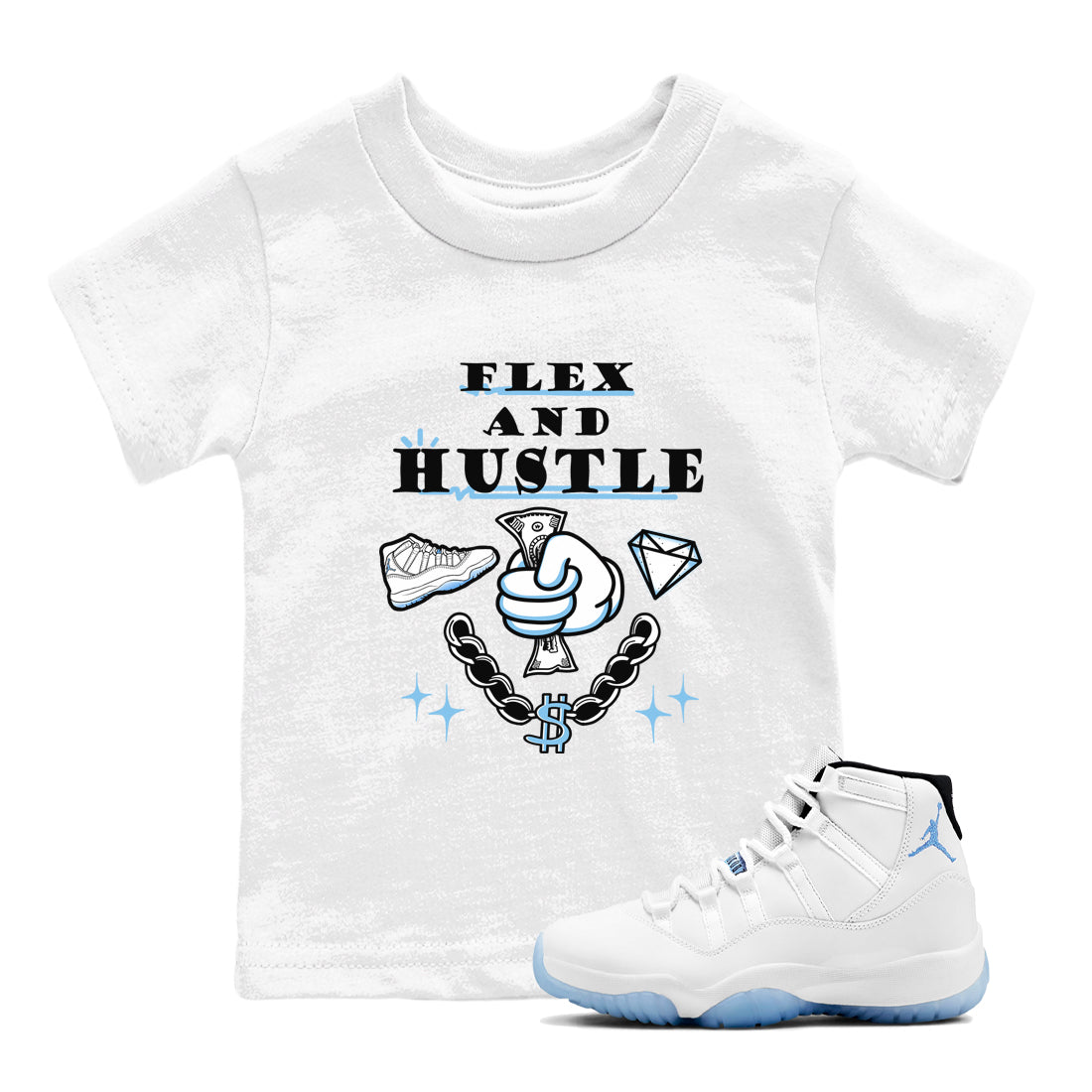 Flex And Hustle snkmatch Tees Kids - Air Jordan 11 Legend Blue