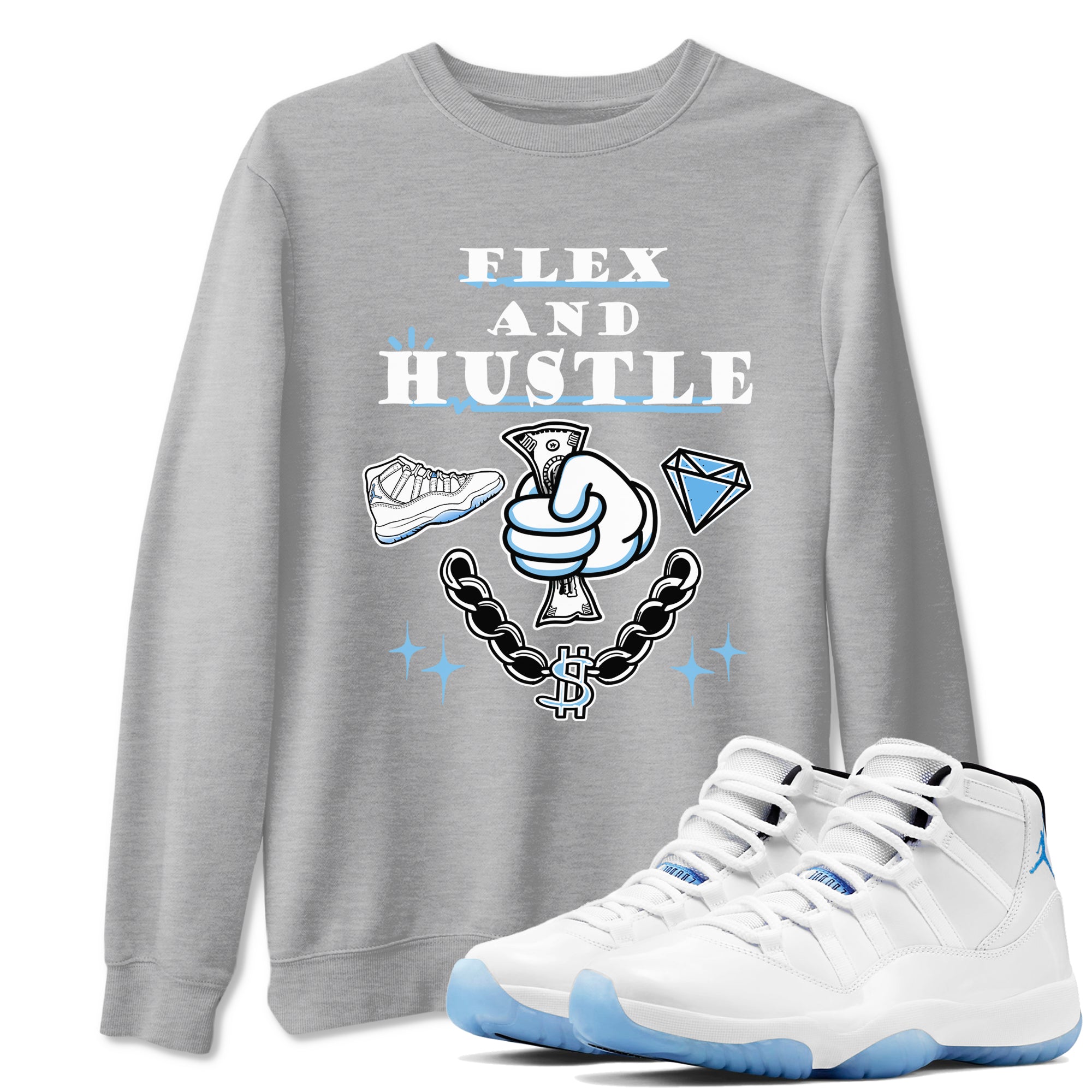 Flex And Hustle snkmatch Tees - Air Jordan 11 Legend Blue