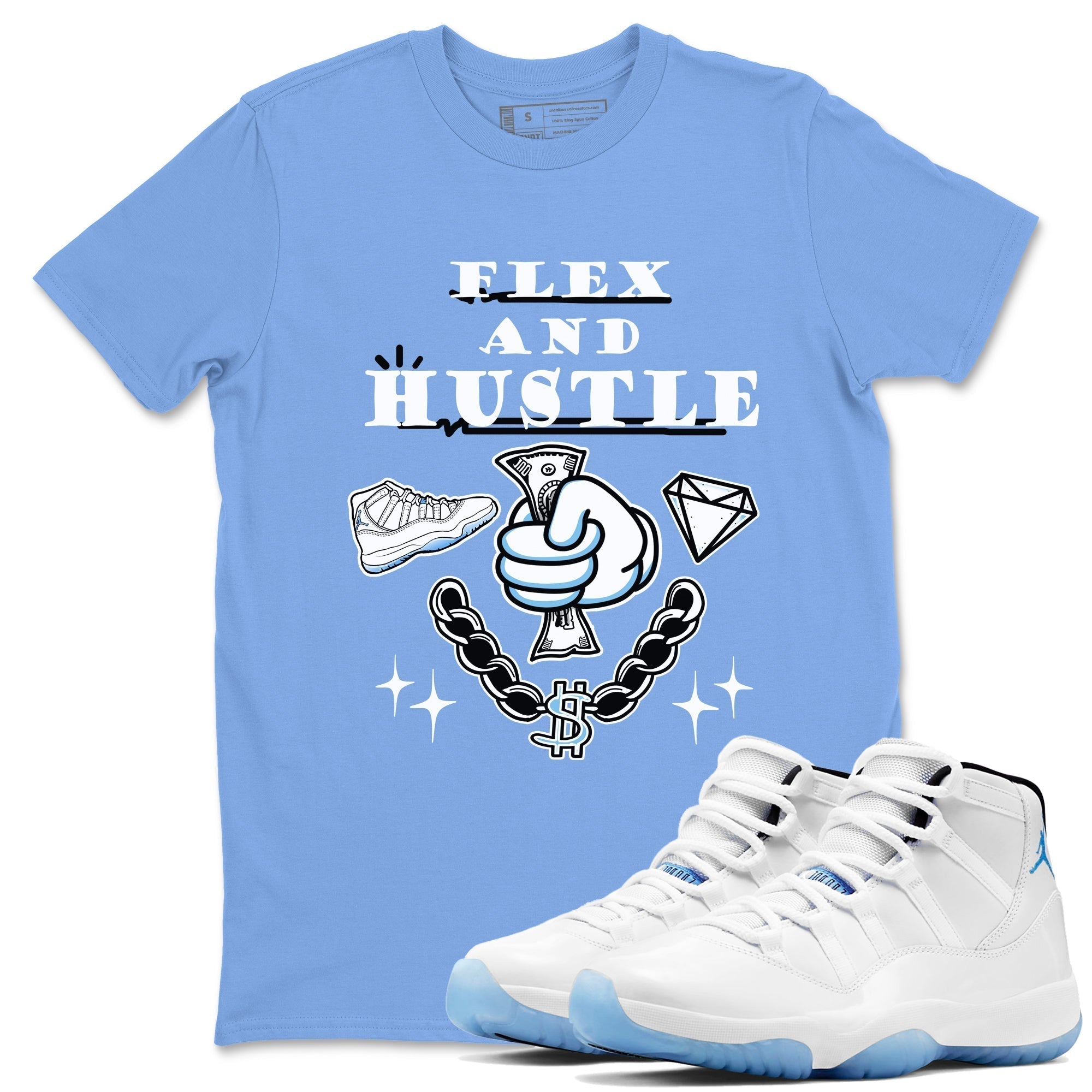 Flex And Hustle snkmatch Tees - Air Jordan 11 Legend Blue