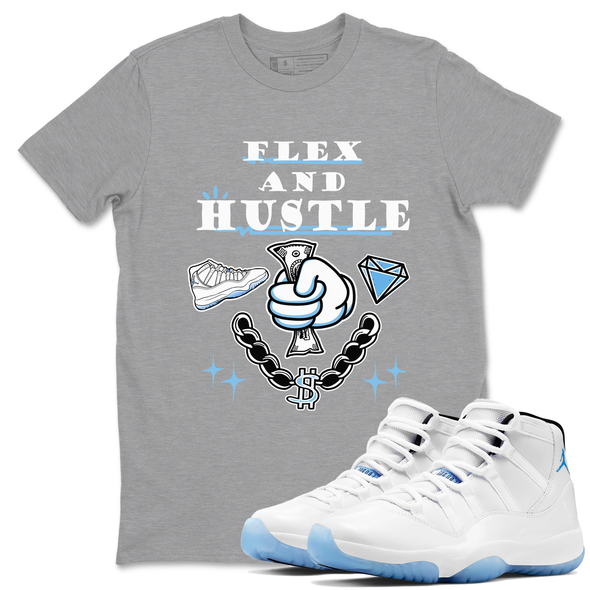 Flex And Hustle snkmatch Tees - Air Jordan 11 Legend Blue