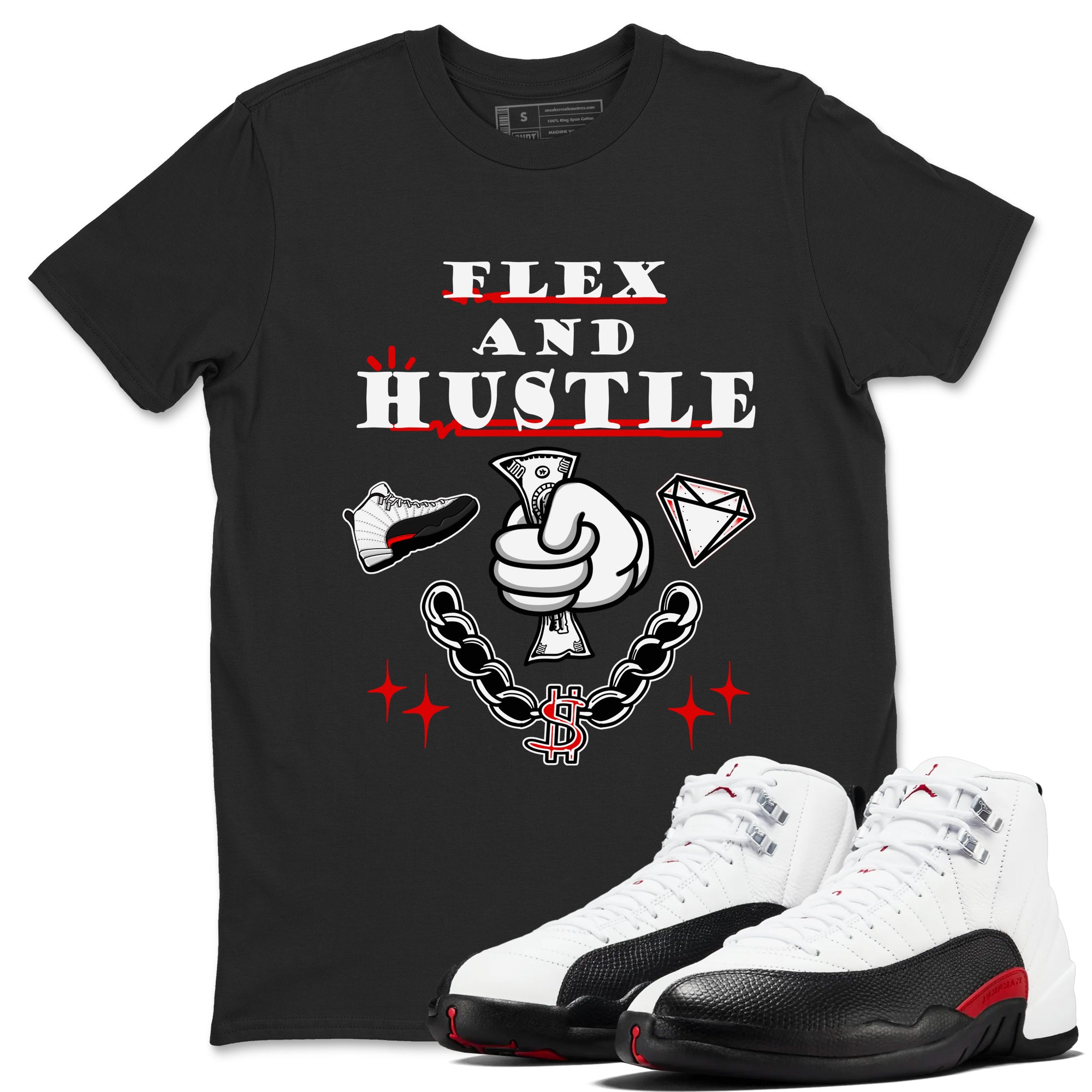 Flex And Hustle snkmatch Tees - Air Jordan 12 Taxi Flip