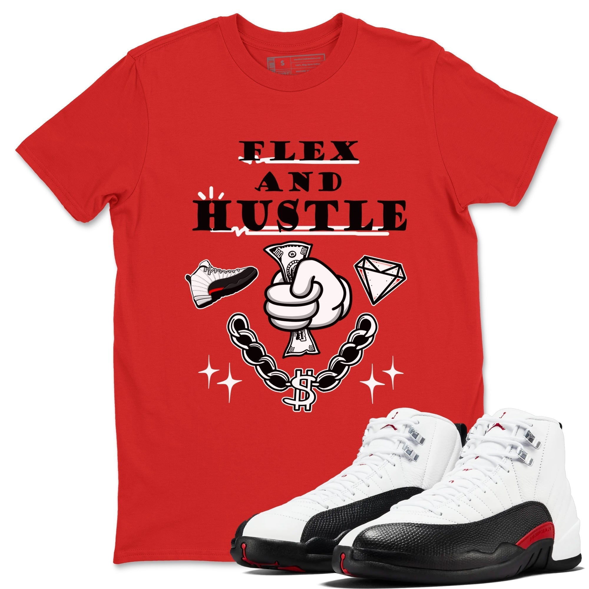 Flex And Hustle snkmatch Tees - Air Jordan 12 Taxi Flip