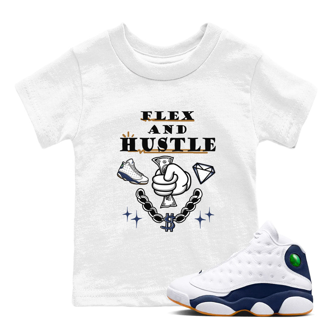 Flex And Hustle snkmatch Tees Kids - Air Jordan 13 Midnight Navy