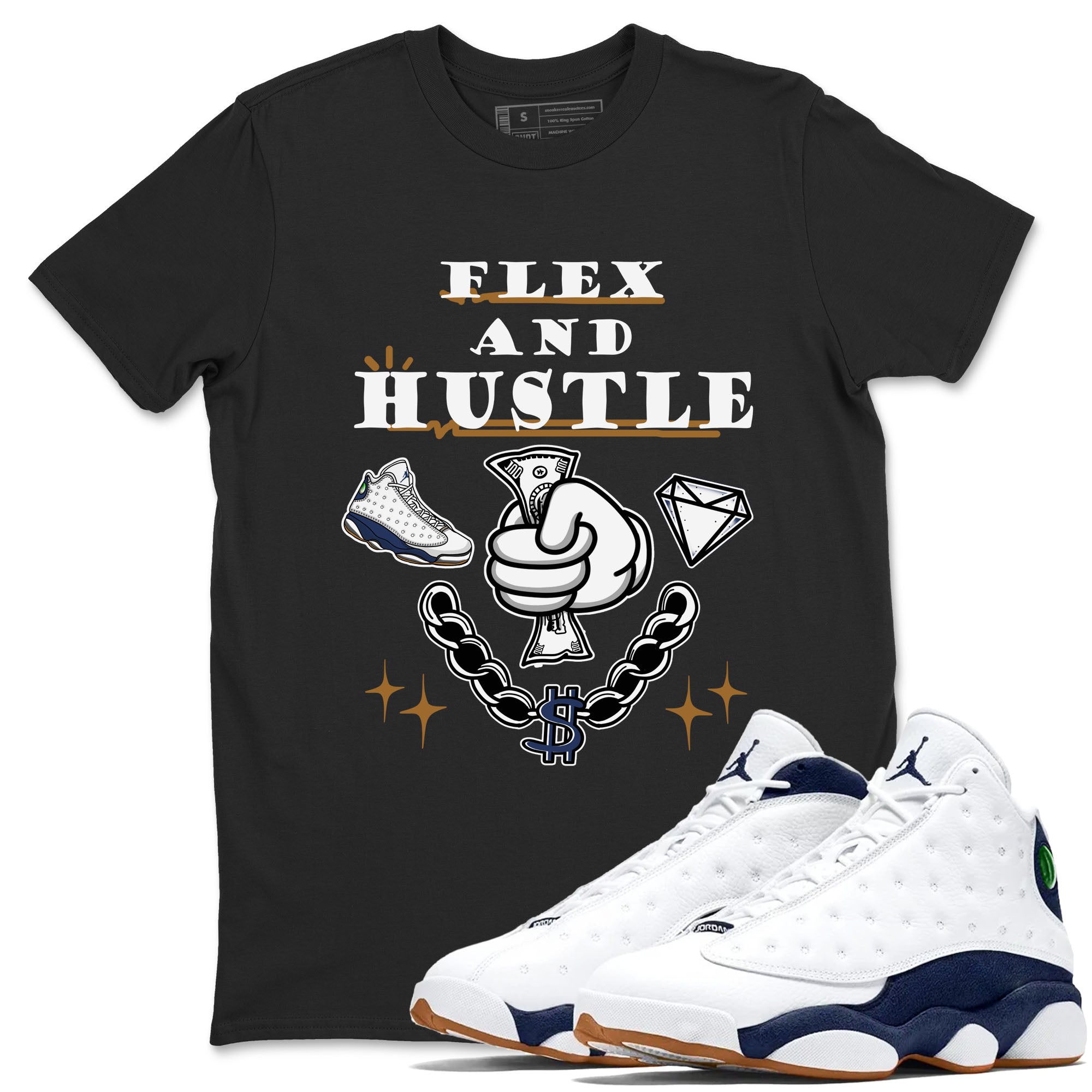 Flex And Hustle snkmatch Tees - Air Jordan 13 Midnight Navy
