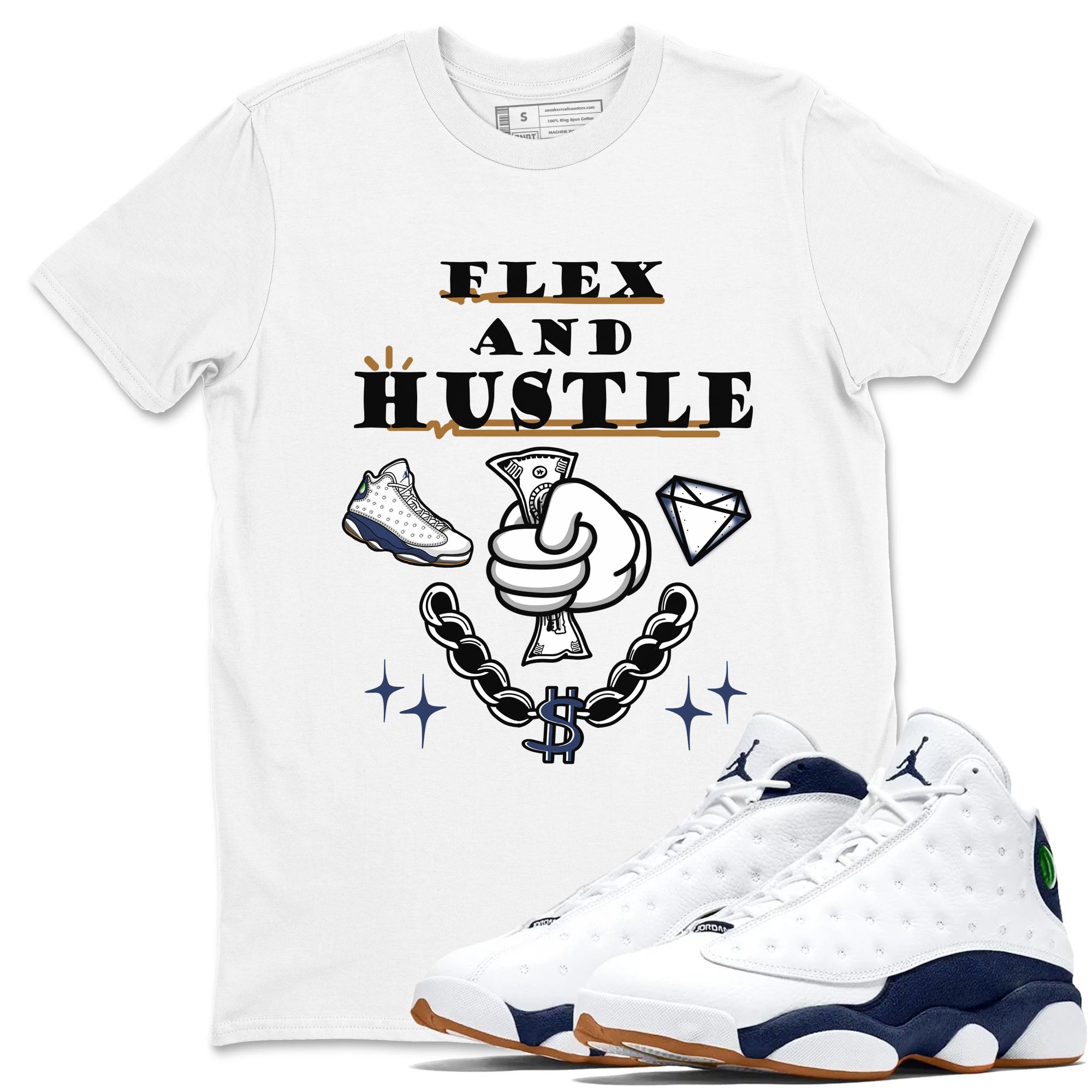 Flex And Hustle snkmatch Tees - Air Jordan 13 Midnight Navy