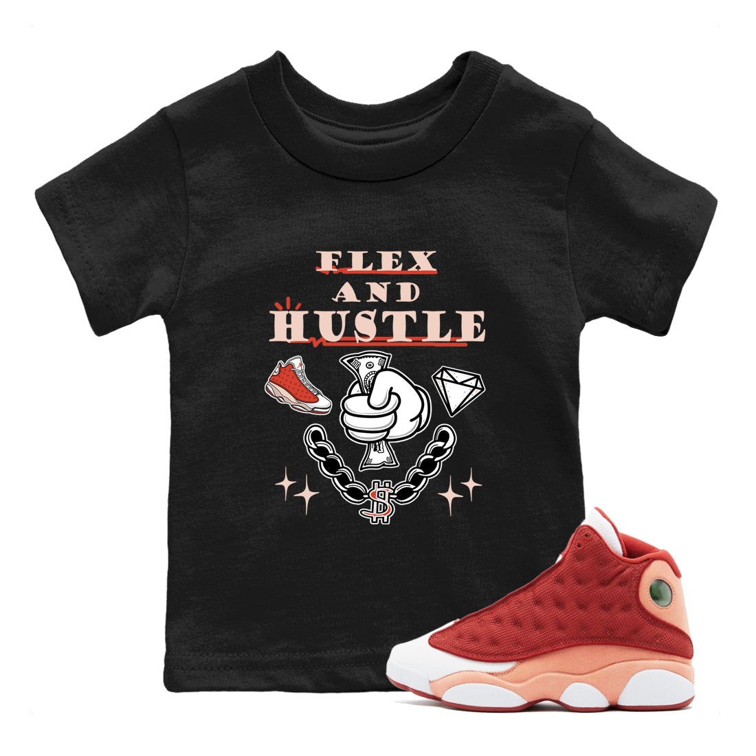 Flex And Hustle snkmatch Tees Kids - Air Jordan 13 Dune Red