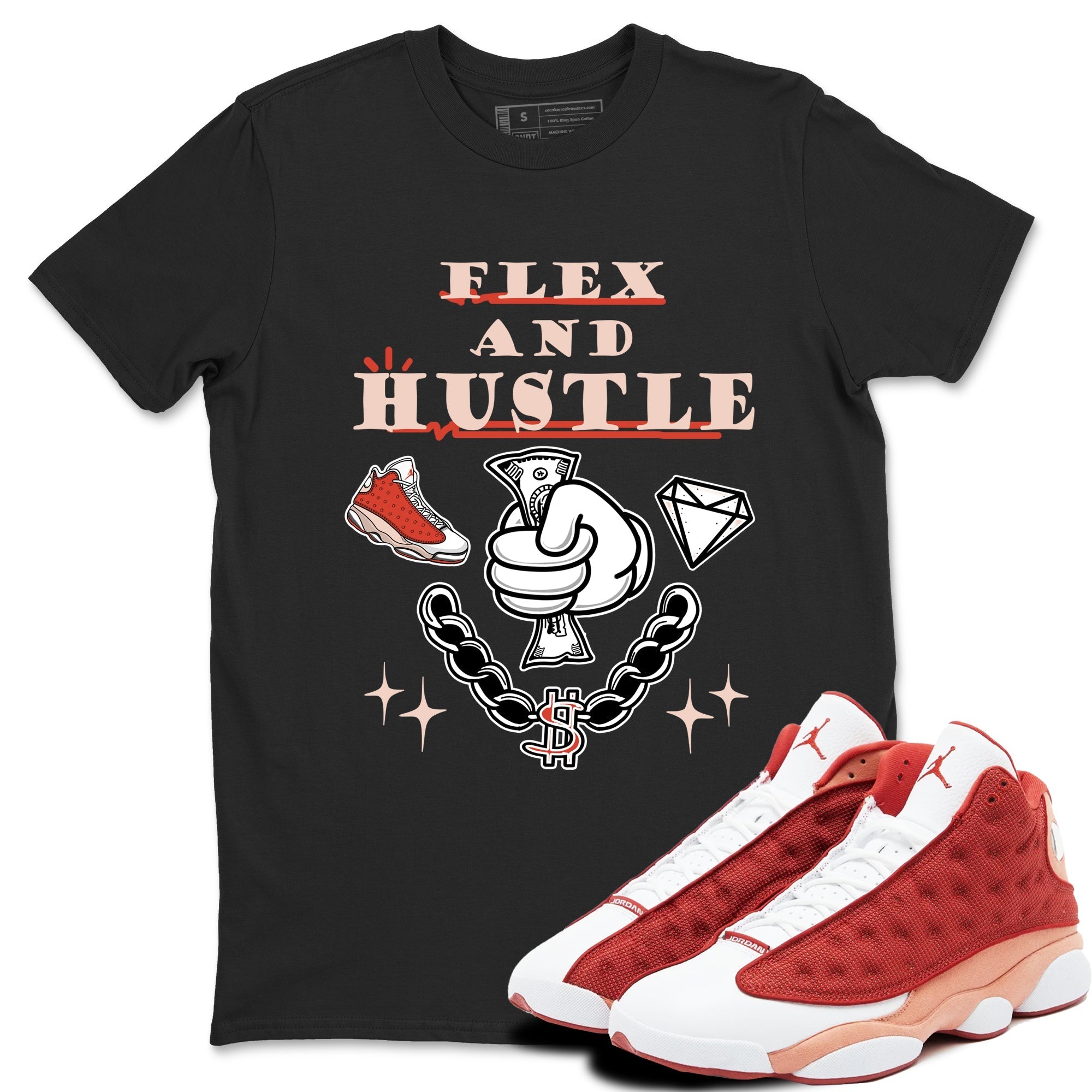 Flex And Hustle snkmatch Tees - Air Jordan 13 Dune Red