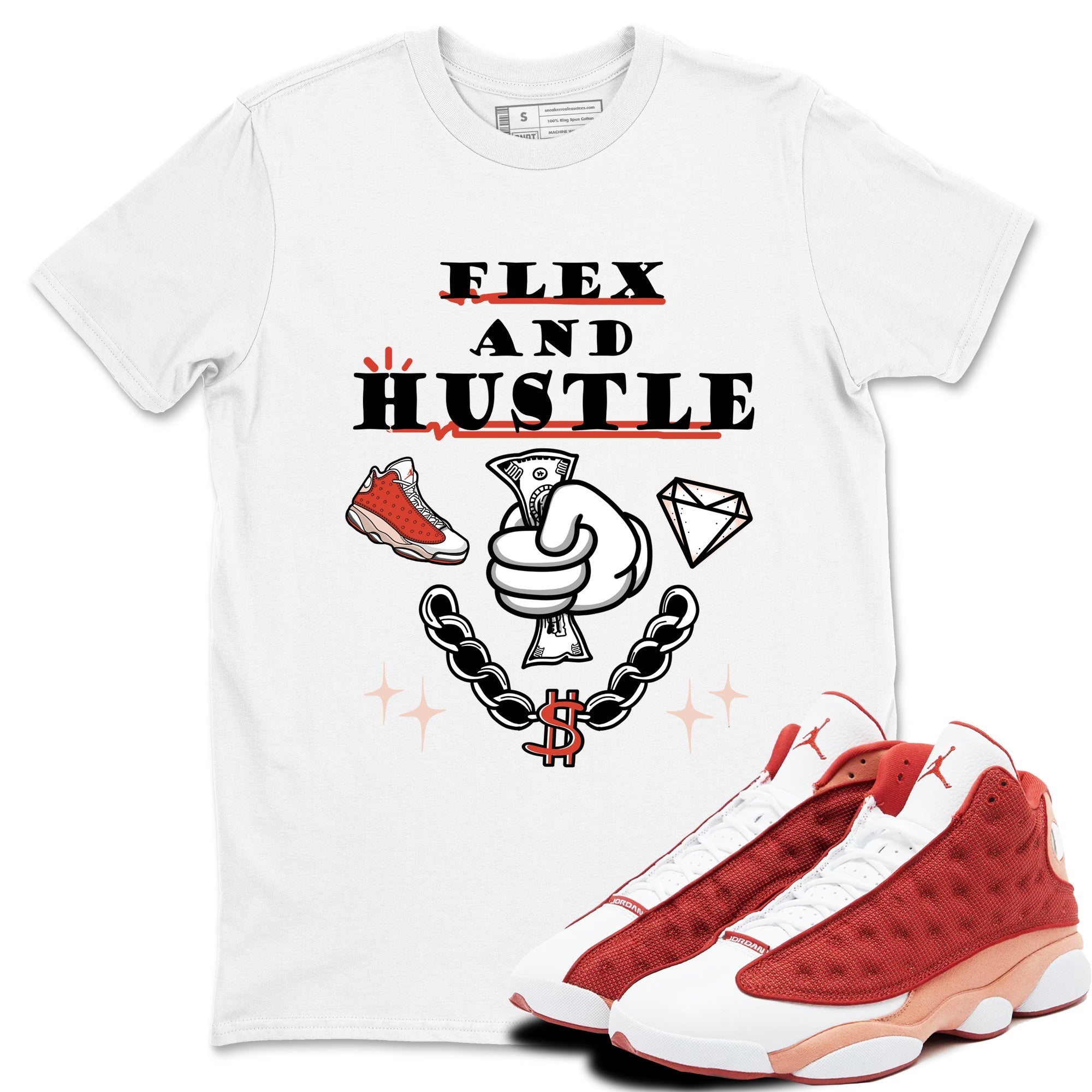 Flex And Hustle snkmatch Tees - Air Jordan 13 Dune Red