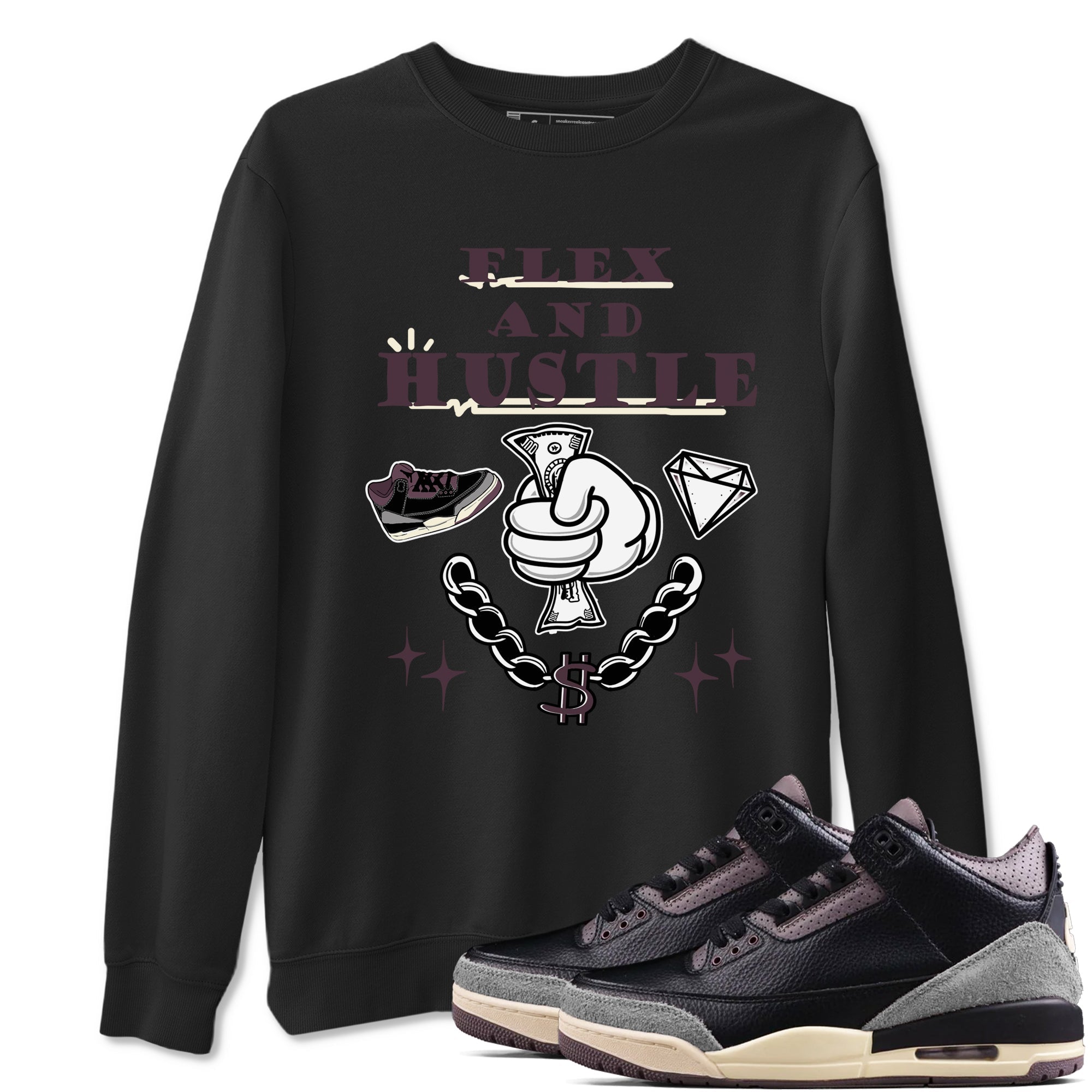 Flex And Hustle snkmatch Tees - Air Jordan 3 A Ma Maniere x Black