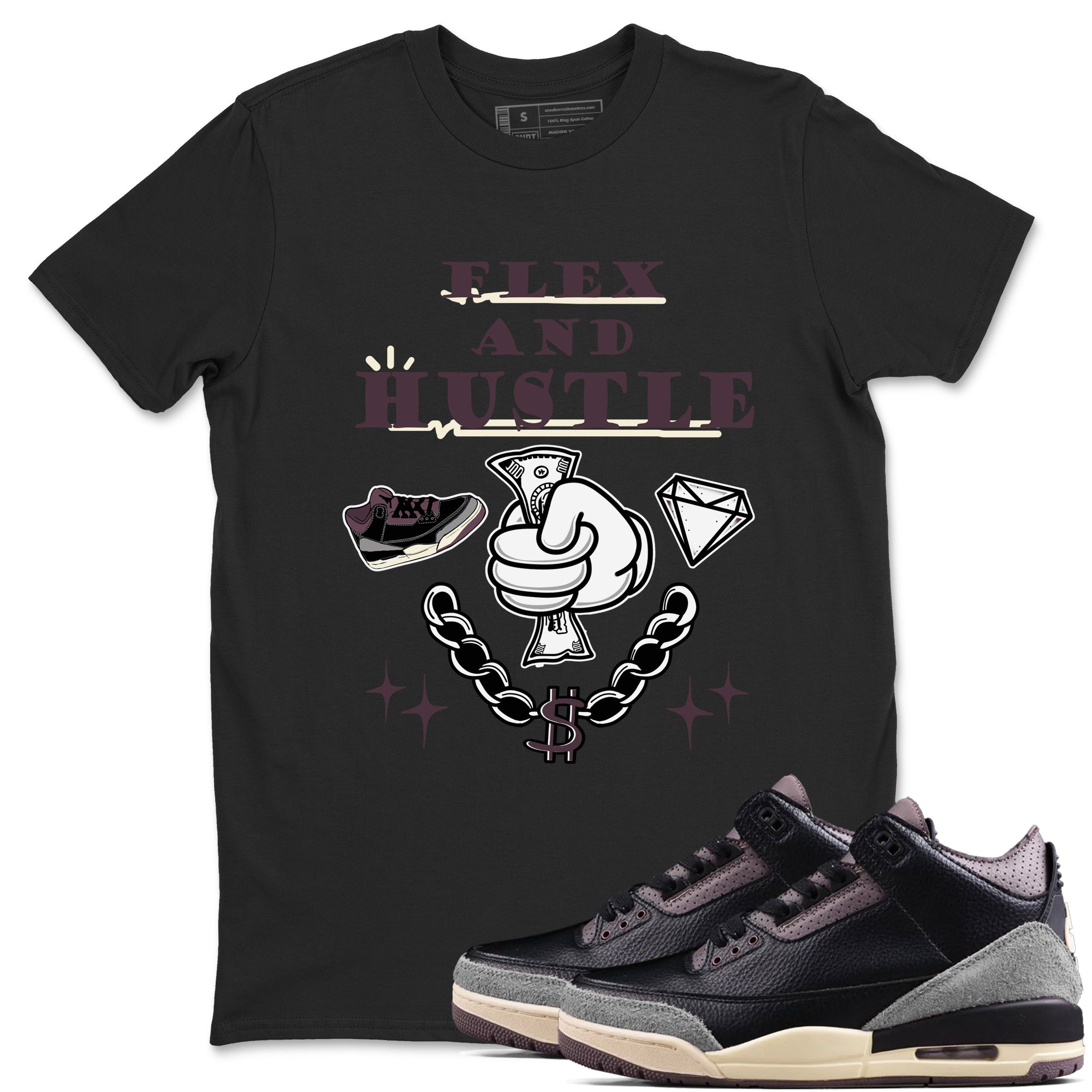 Flex And Hustle snkmatch Tees - Air Jordan 3 A Ma Maniere x Black