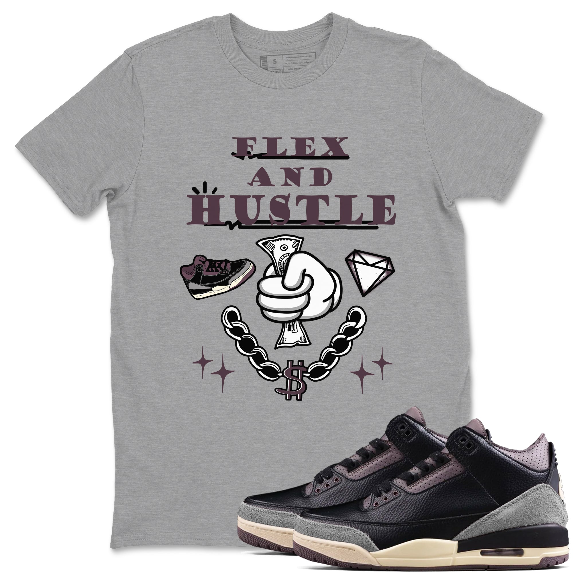 Flex And Hustle snkmatch Tees - Air Jordan 3 A Ma Maniere x Black