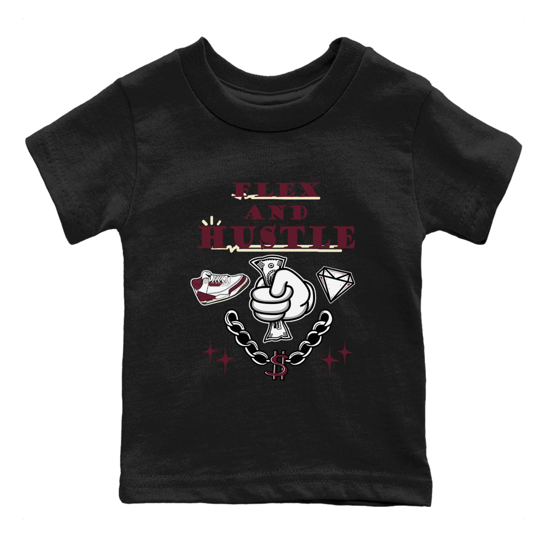 Flex And Hustle snkmatch Tees Kids - Air Jordan 3 A Ma Maniere x Burgundy Crush