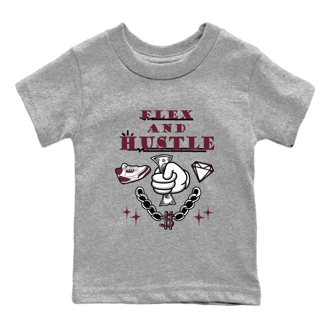 Flex And Hustle snkmatch Tees Kids - Air Jordan 3 A Ma Maniere x Burgundy Crush