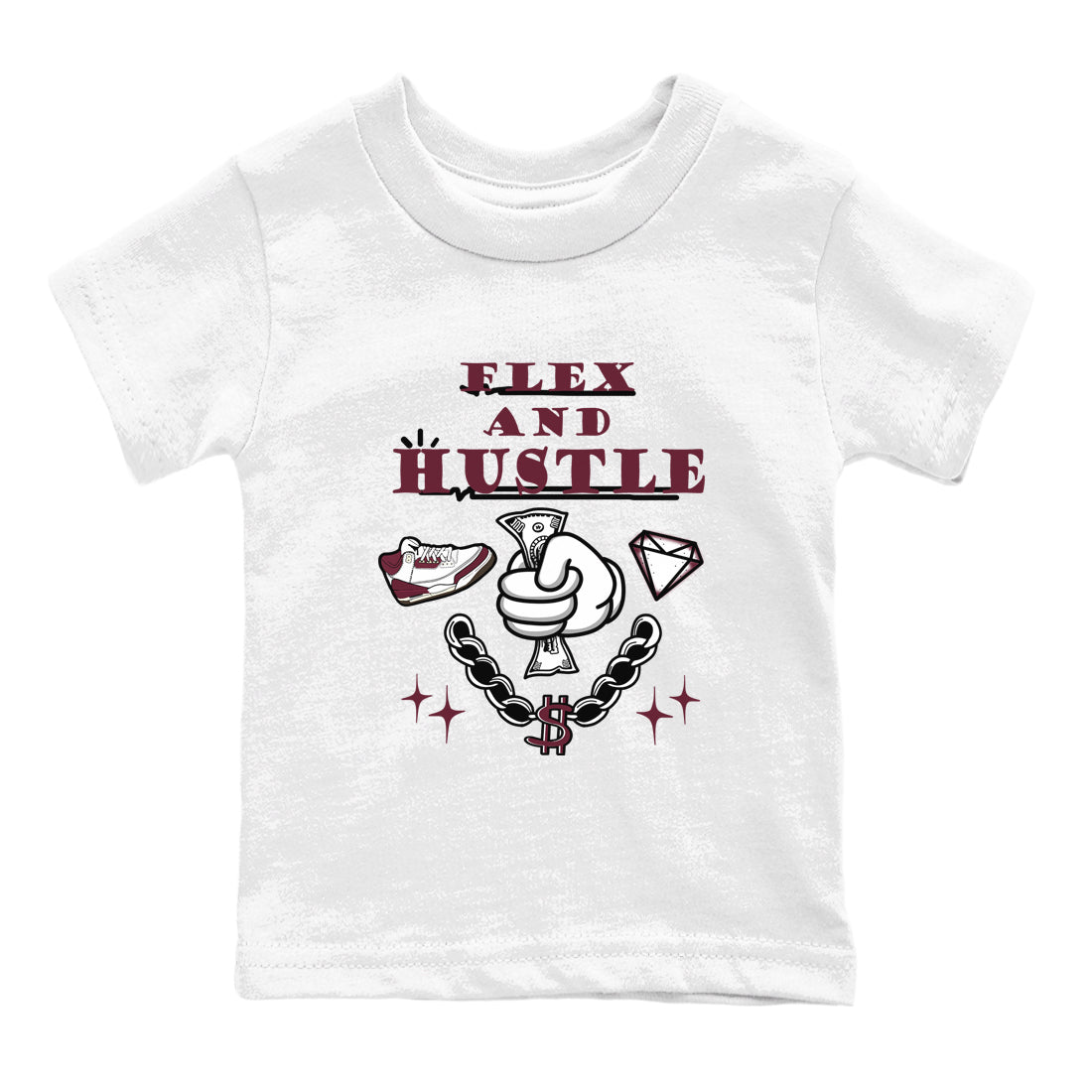 Flex And Hustle snkmatch Tees Kids - Air Jordan 3 A Ma Maniere x Burgundy Crush