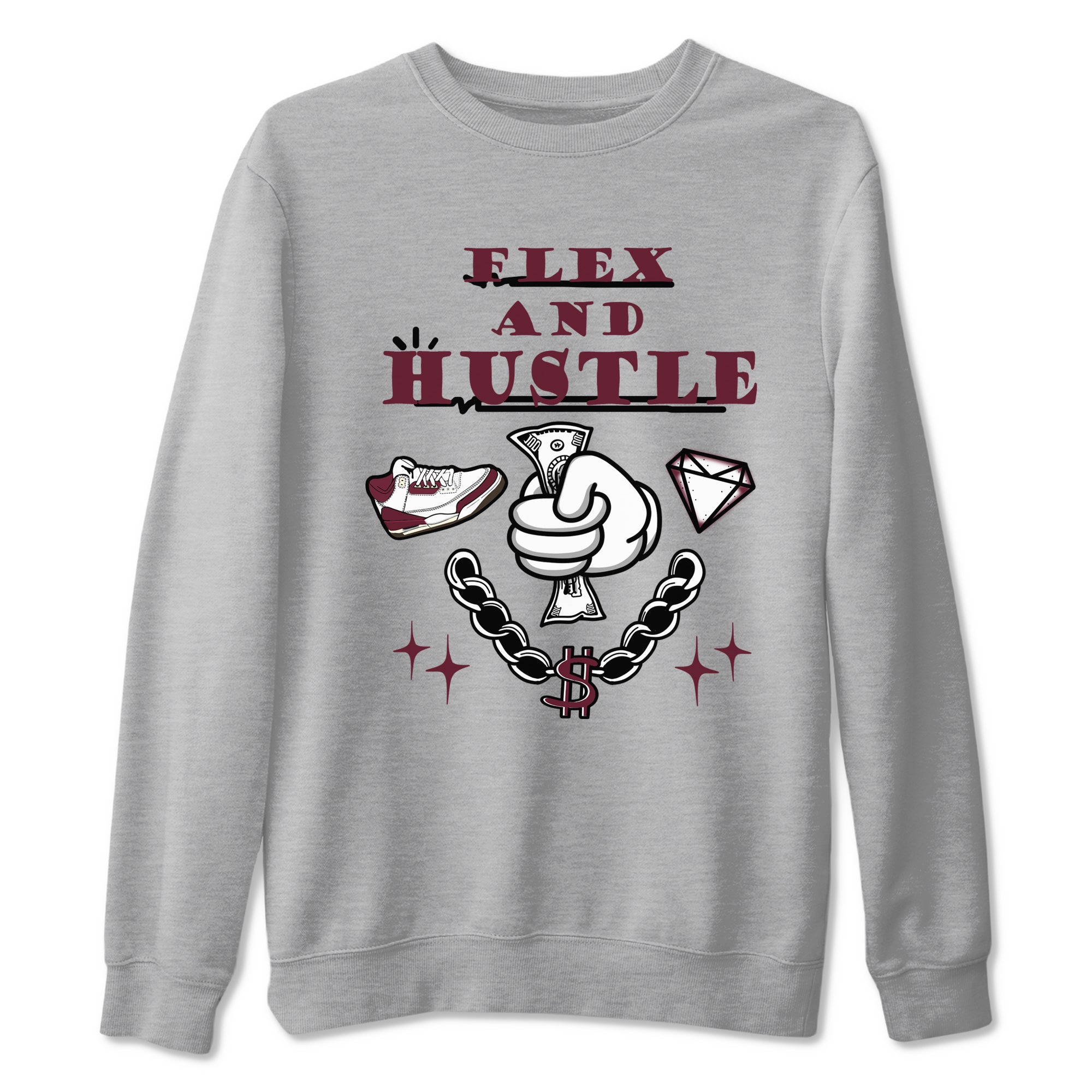 Flex And Hustle snkmatch Tees - Air Jordan 3 A Ma Maniere x Burgundy Crush