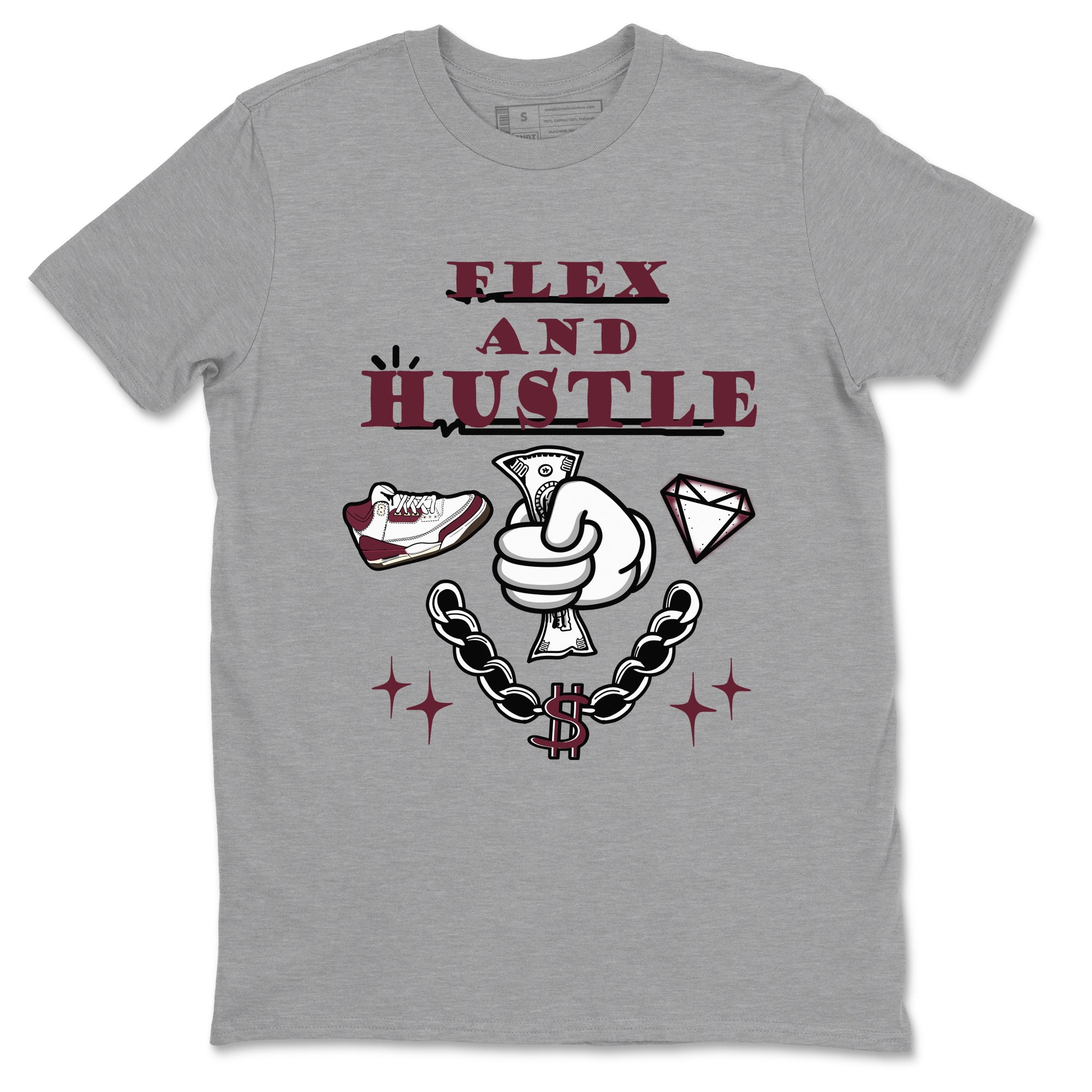 Flex And Hustle snkmatch Tees - Air Jordan 3 A Ma Maniere x Burgundy Crush