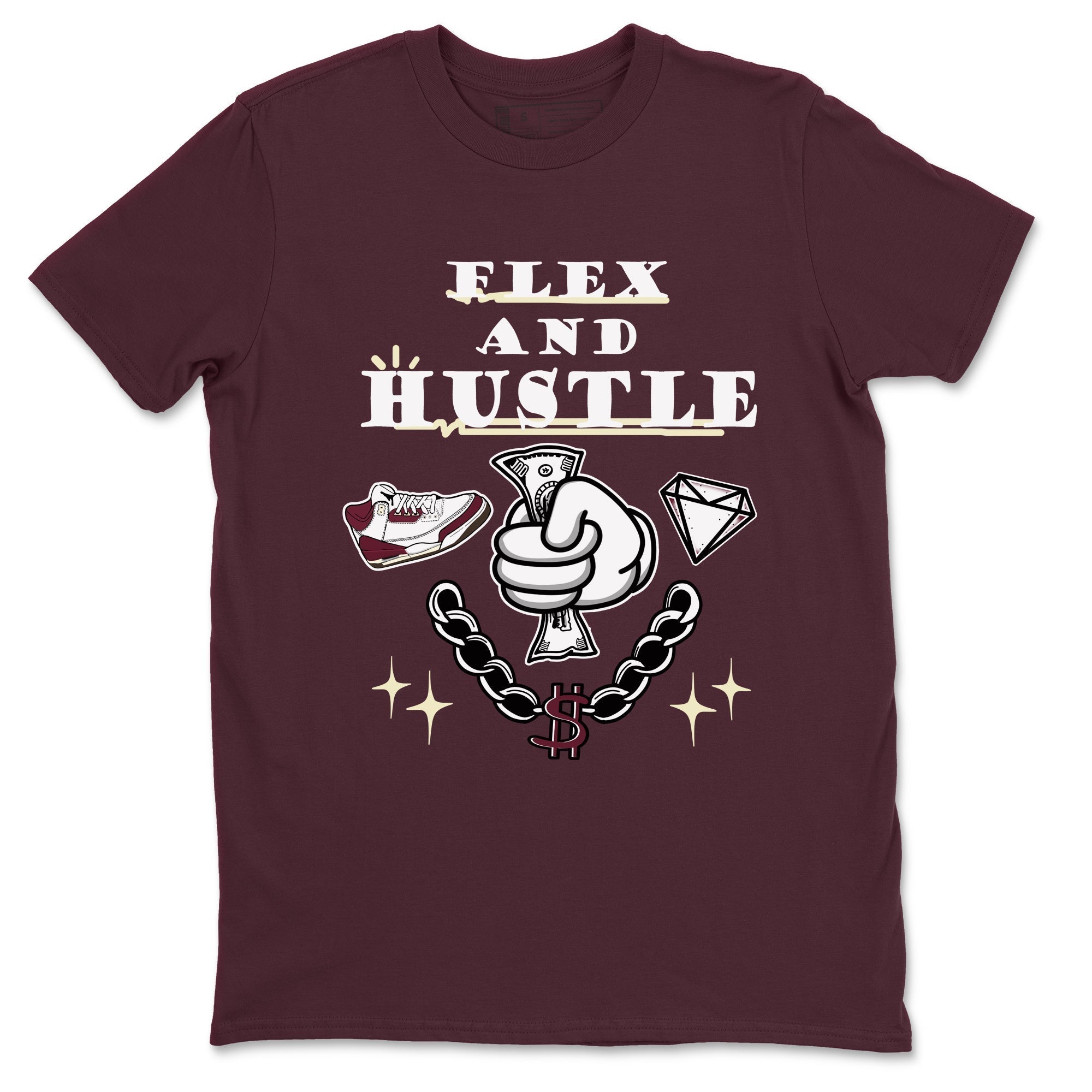 Flex And Hustle snkmatch Tees - Air Jordan 3 A Ma Maniere x Burgundy Crush
