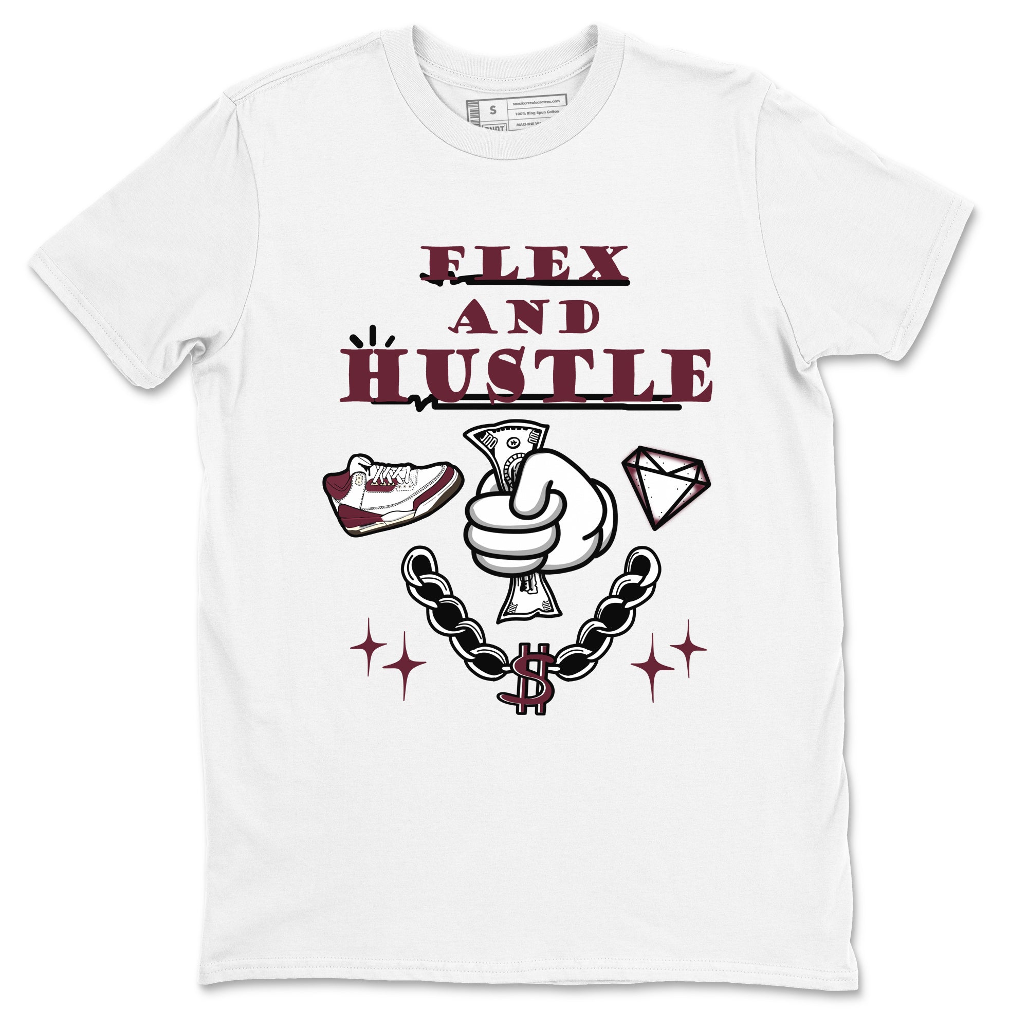 Flex And Hustle snkmatch Tees - Air Jordan 3 A Ma Maniere x Burgundy Crush