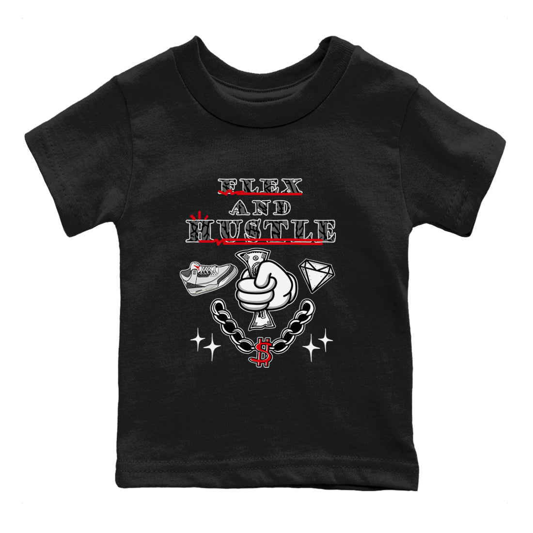 Flex And Hustle snkmatch Tees Kids - Air Jordan 3 Cement Grey
