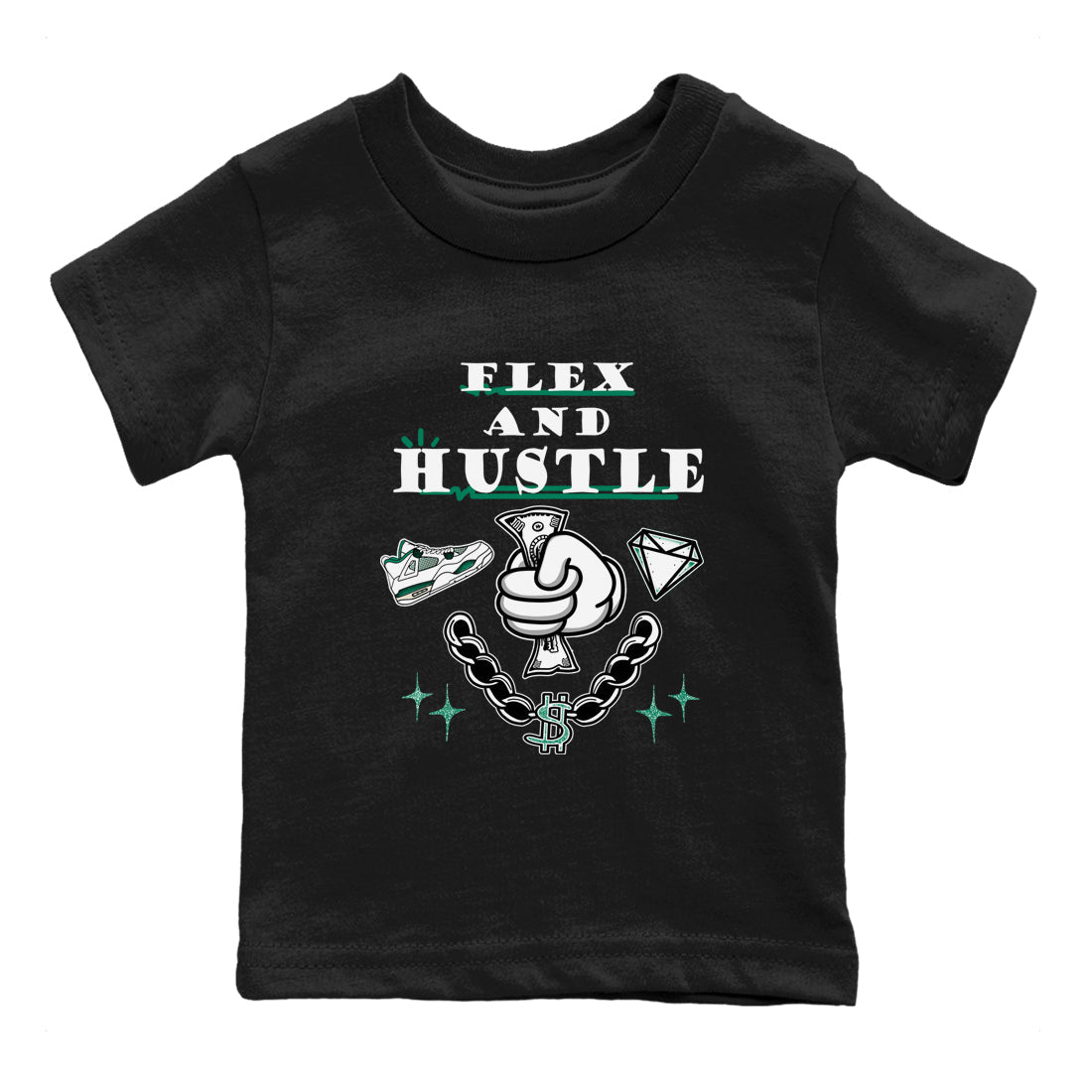 Flex And Hustle snkmatch Tees Kids - Air Jordan 4 Oxidized Green