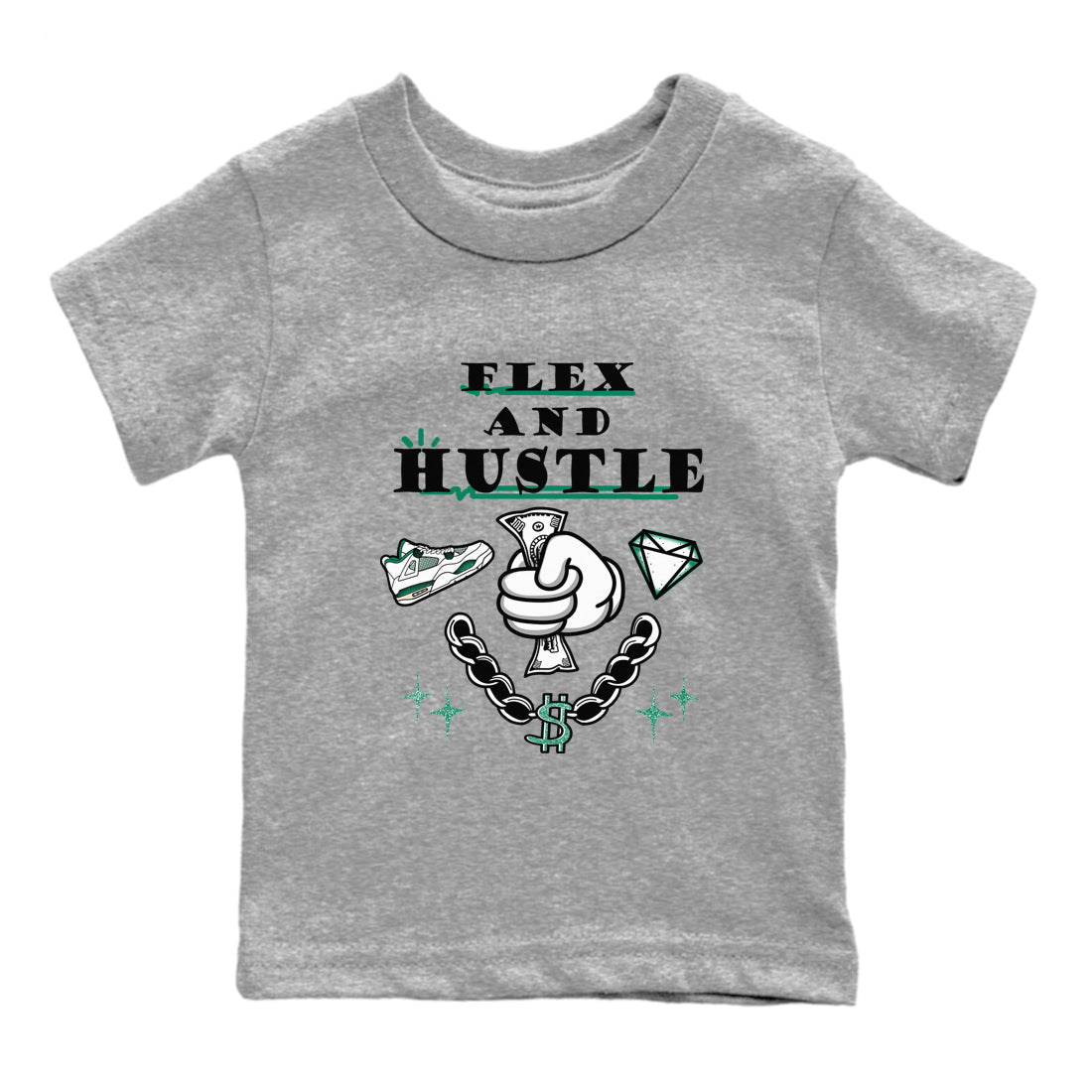 Flex And Hustle snkmatch Tees Kids - Air Jordan 4 Oxidized Green